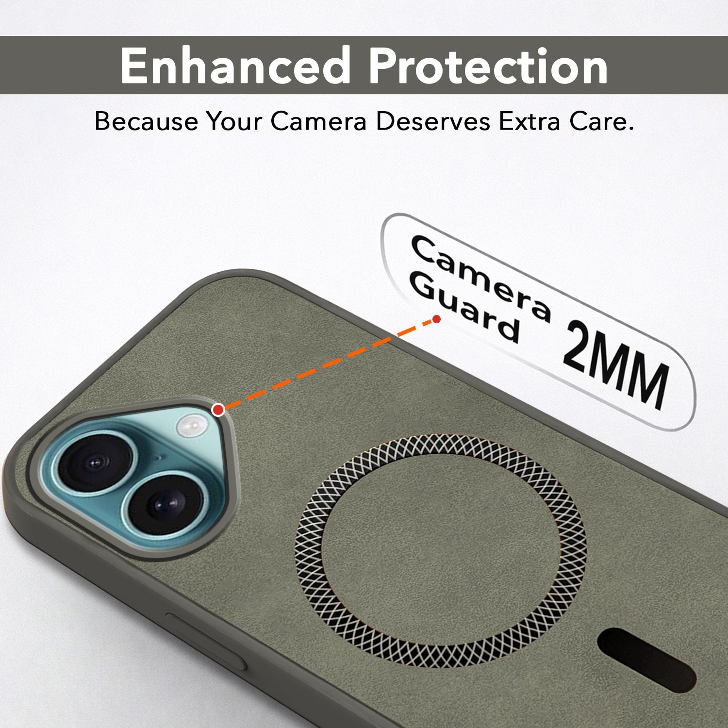 For Apple iPhone 16 Plus Back Cover Case (Sleek Leather Finish | MagSafe Compatible Wireless Charging | Camera Bump Protection)