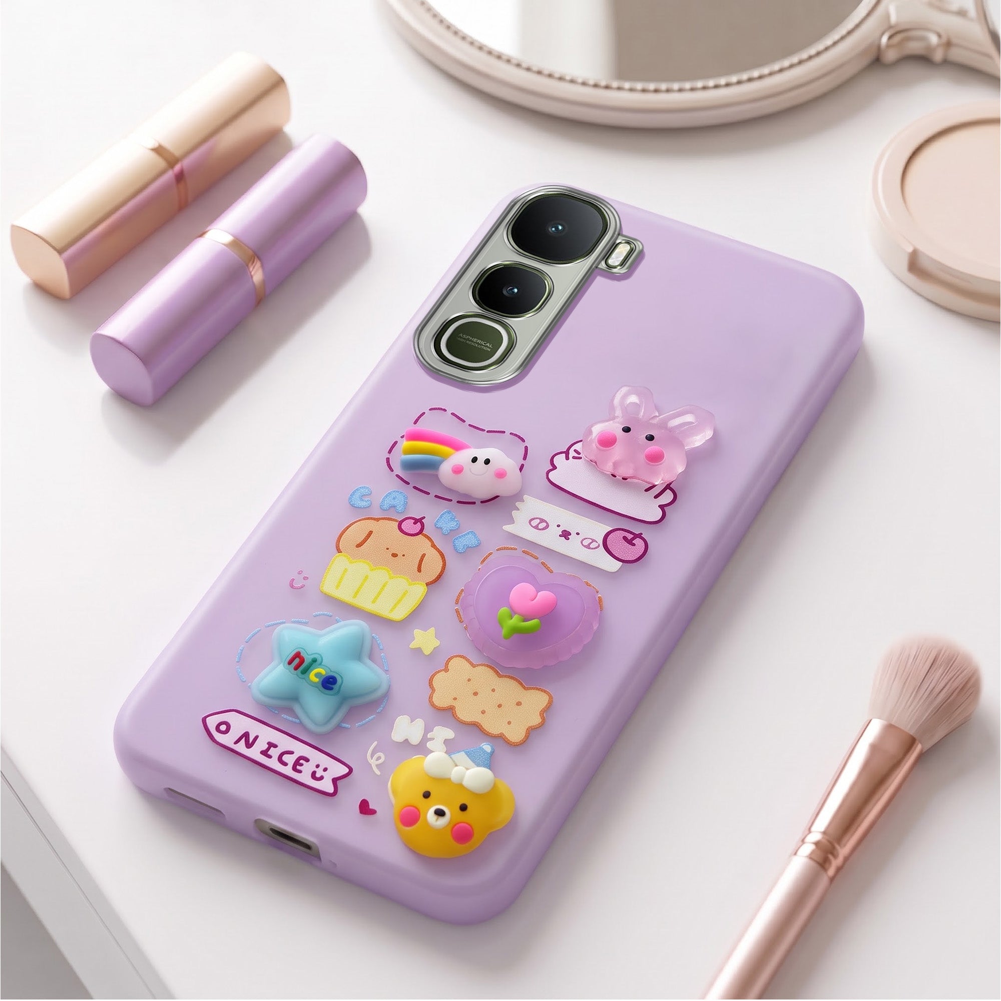 For Vivo Y400 Back Cover Case (3D Cute Cartoons | Hard Back Side Soft | Matte Premium Finish | HD Printing)