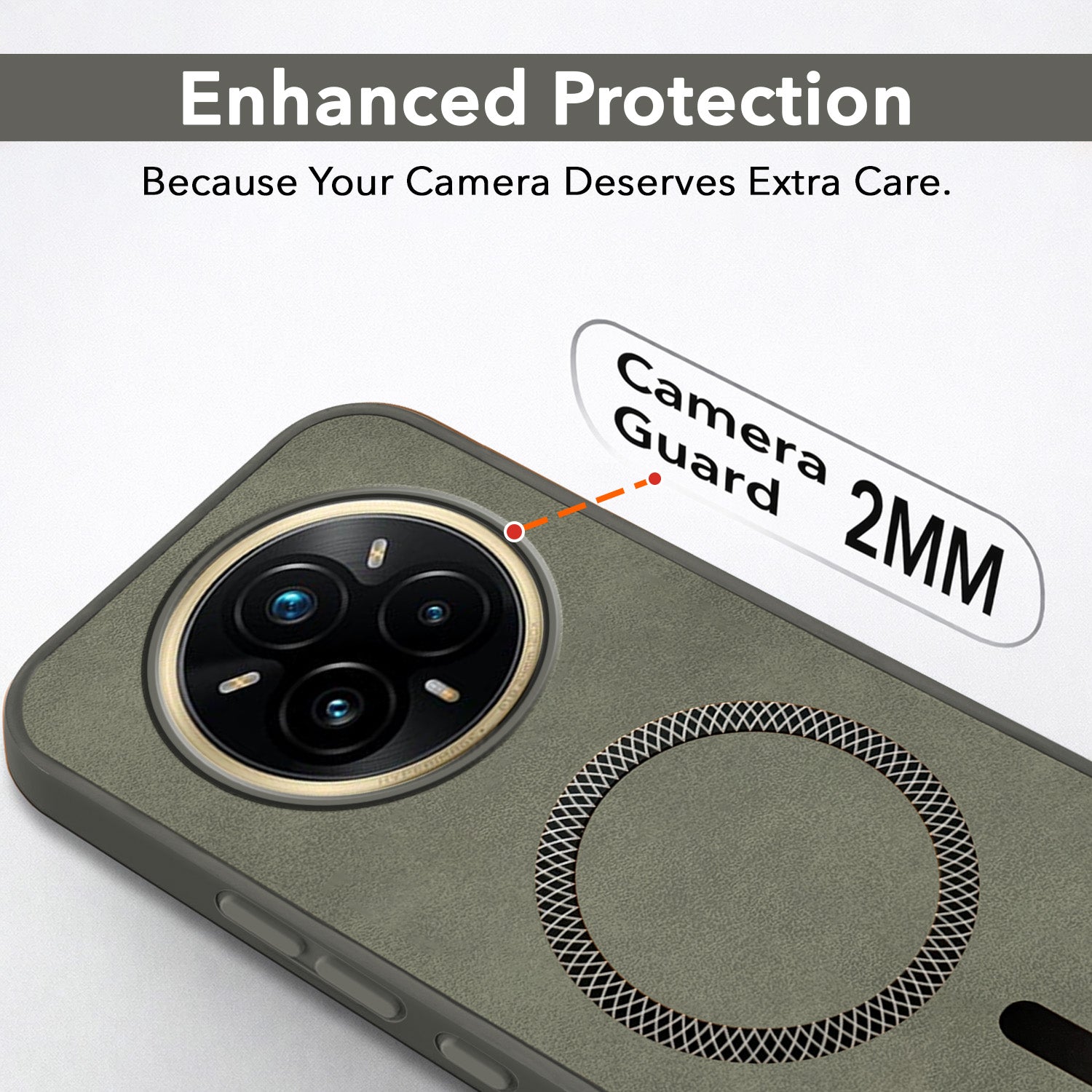 For Realme 14 Pro Plus 5G Back Cover Case Leather Finish (MagSafe Compatible Wireless Charging | Soft Touch | Camera Bump Protection)
