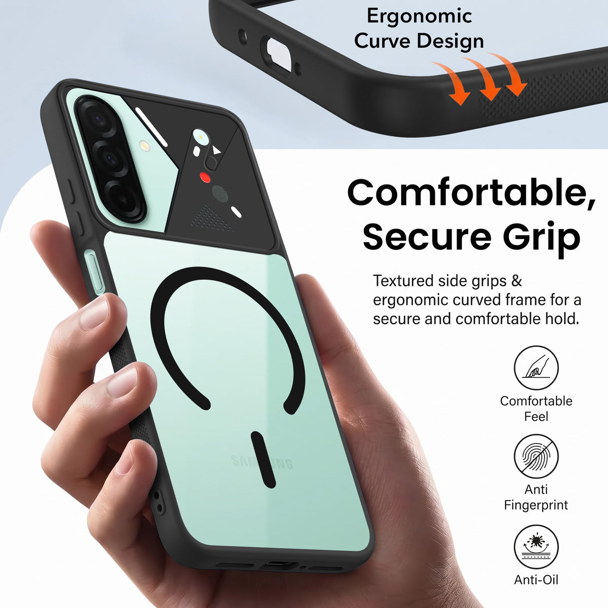For Samsung Galaxy A26 5G Back Cover Case Lifetime Anti-Yellow Clear (Camera Protection | Side Grip | Wireless MagSafe Compatible)