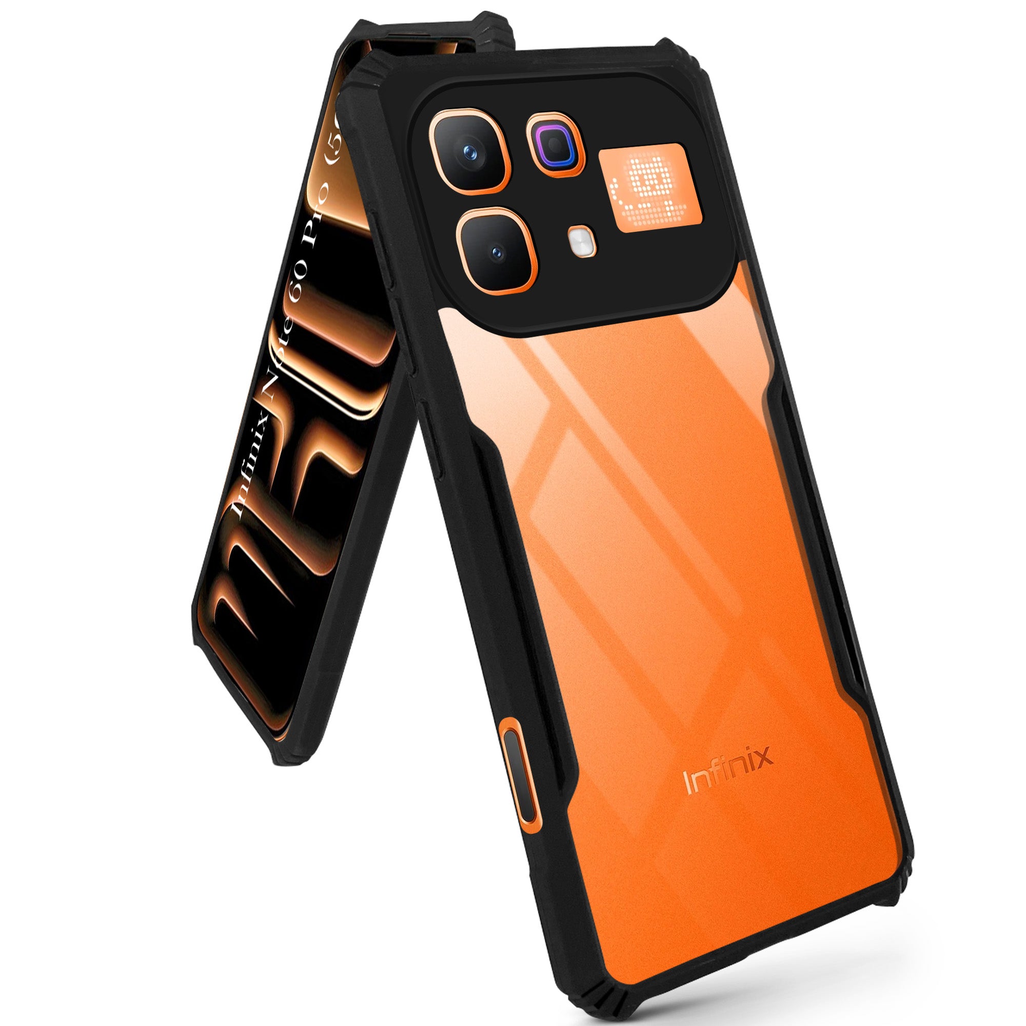 For Infinix Note 60 Pro 5G Back Cover Case Hybrid (Shockproof with Polycarbonate Clear Panel | Professional Black)