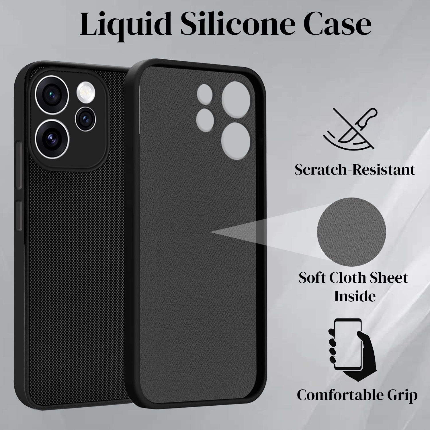 For Oppo Reno15 Pro Mini 5G | Oppo Reno 15 Pro Mini 5G Back Cover Case Rubberised (Textured Grip Design | Micro-Fiber Cloth Inside | Slim and Light Weight | Soft Touch and Feel)