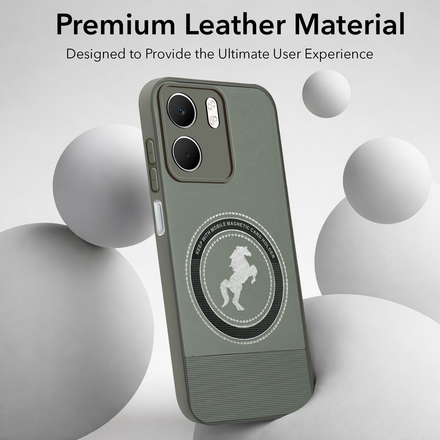 For Oppo A5X Back Cover Case PU Leather Finish (Professional Minimalist Texture | MagSafe Compatile | Camera Protection | Sleek Sober Formal)