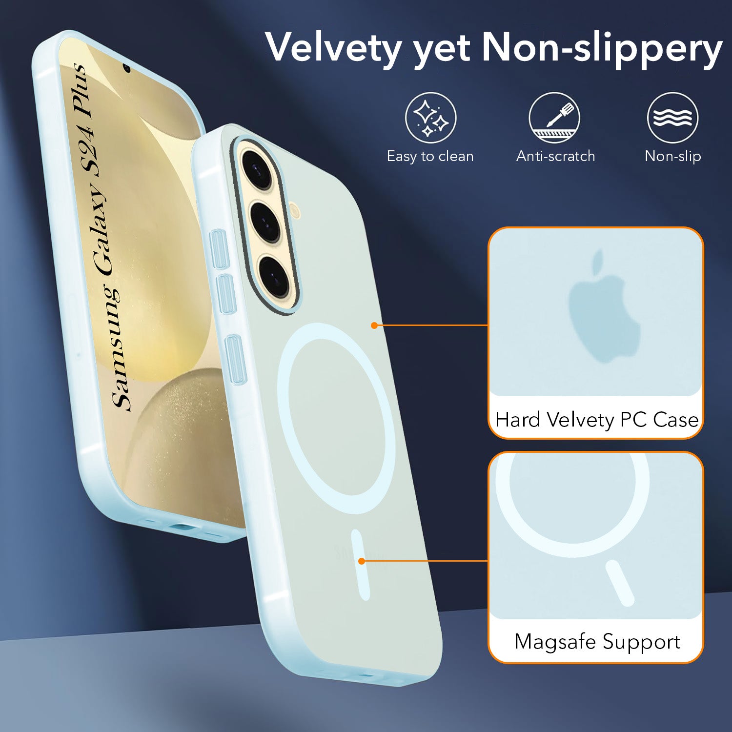For Samsung Galaxy S24 Plus Back Cover Case Crystal (Frosted Matte Feel | MagSafe Compatible Wireless Charging)