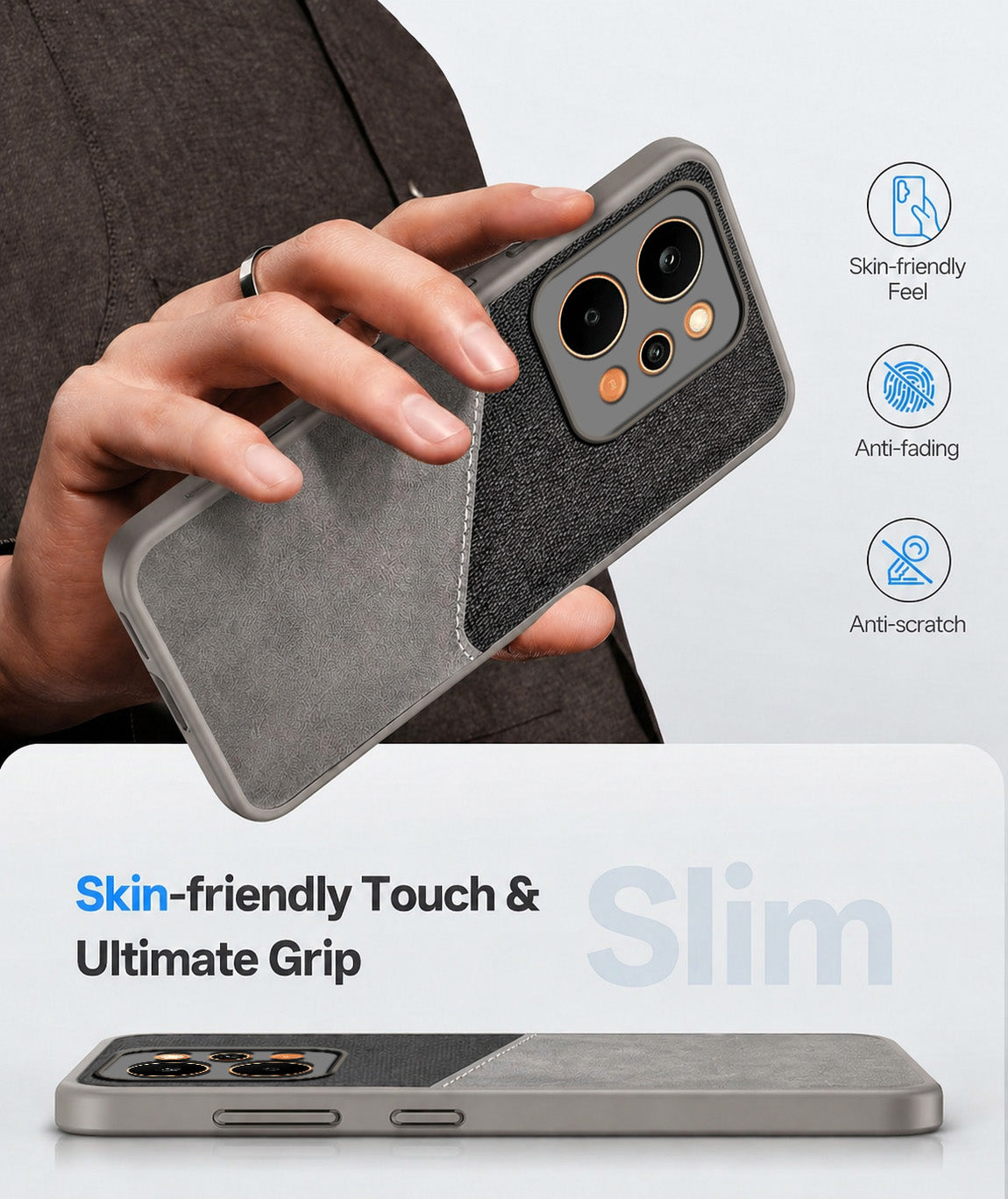For Realme P4 Power 5G | Realme Narzo Power Back Cover Case (Dual PU Leather Stitch | Professional Minimalist | Soft and Flexible)