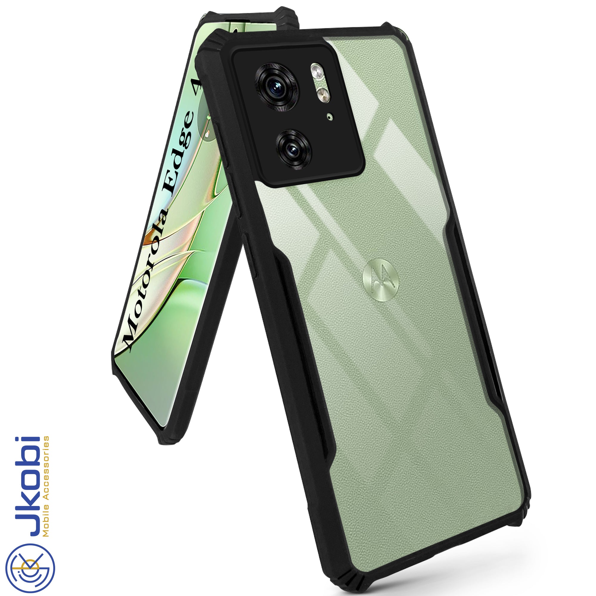 For Motorola Moto Edge 40 Back Cover Case (Shockproof with Polycarbonate Clear Panel | Professional Black)