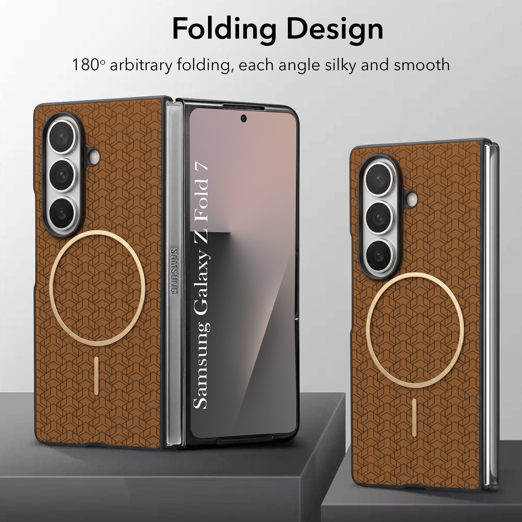 For Samsung Galaxy Z Fold 7 Back Cover Case Leather Finish (MagSafe Wireless Charging Compatible | Inside Microfiber Cloth)
