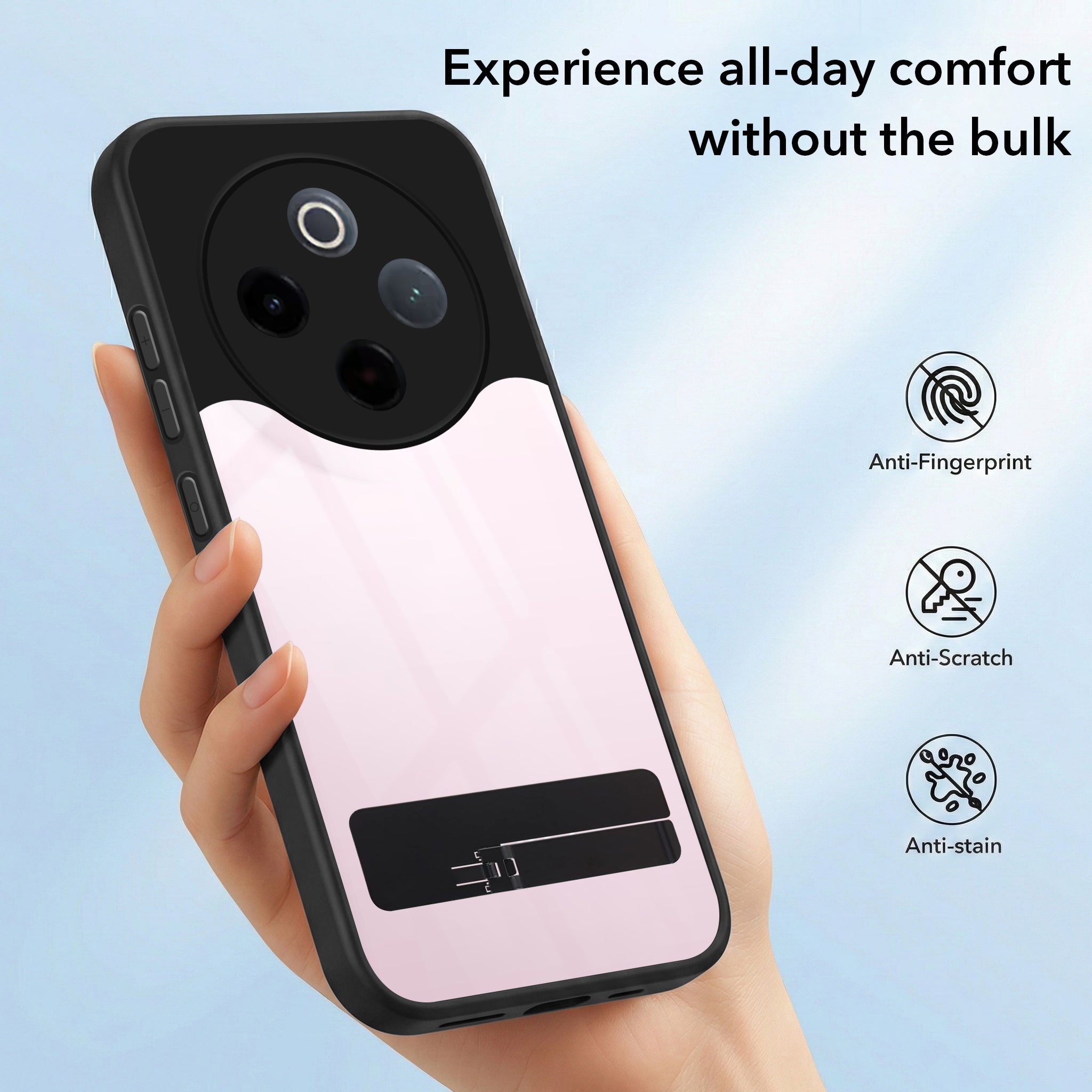 For Vivo Y300 Pro Back Cover Case (Built-in Stand | Lifetime Anti Yellow | Kickstand Shockproof | Camera Protection | MagSafe Compatible)