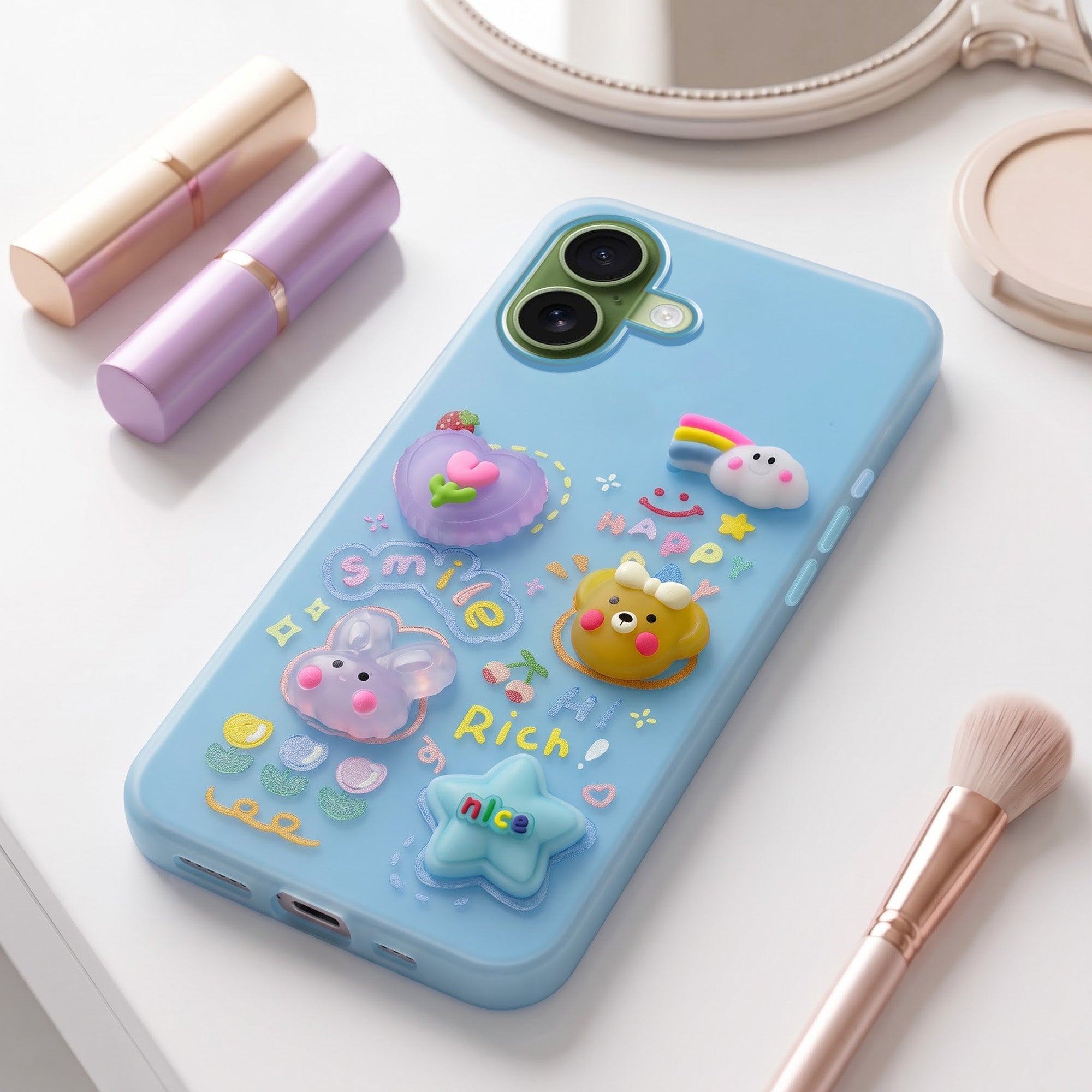 For Apple iPhone 17 Back Cover Case (3D Cute Cartoons | Hard Back Side Soft | Matte Premium Finish | HD Printing)