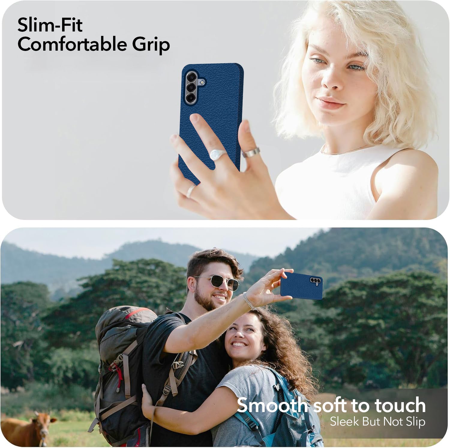 For Samsung Galaxy A17 5G | Samsung Galaxy F17 | Samsung Galaxy M17 Back Cover Case (Glass Like Camera Protection | Leather Feel | Minimalist Professional Grip)
