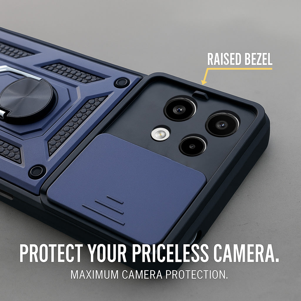 For Nothing Phone 3A Lite Back Cover Case Lite Hybrid Armor (Sliding Shutter Camera Protection | Polycarbonate |Ring Holder Kickstand)