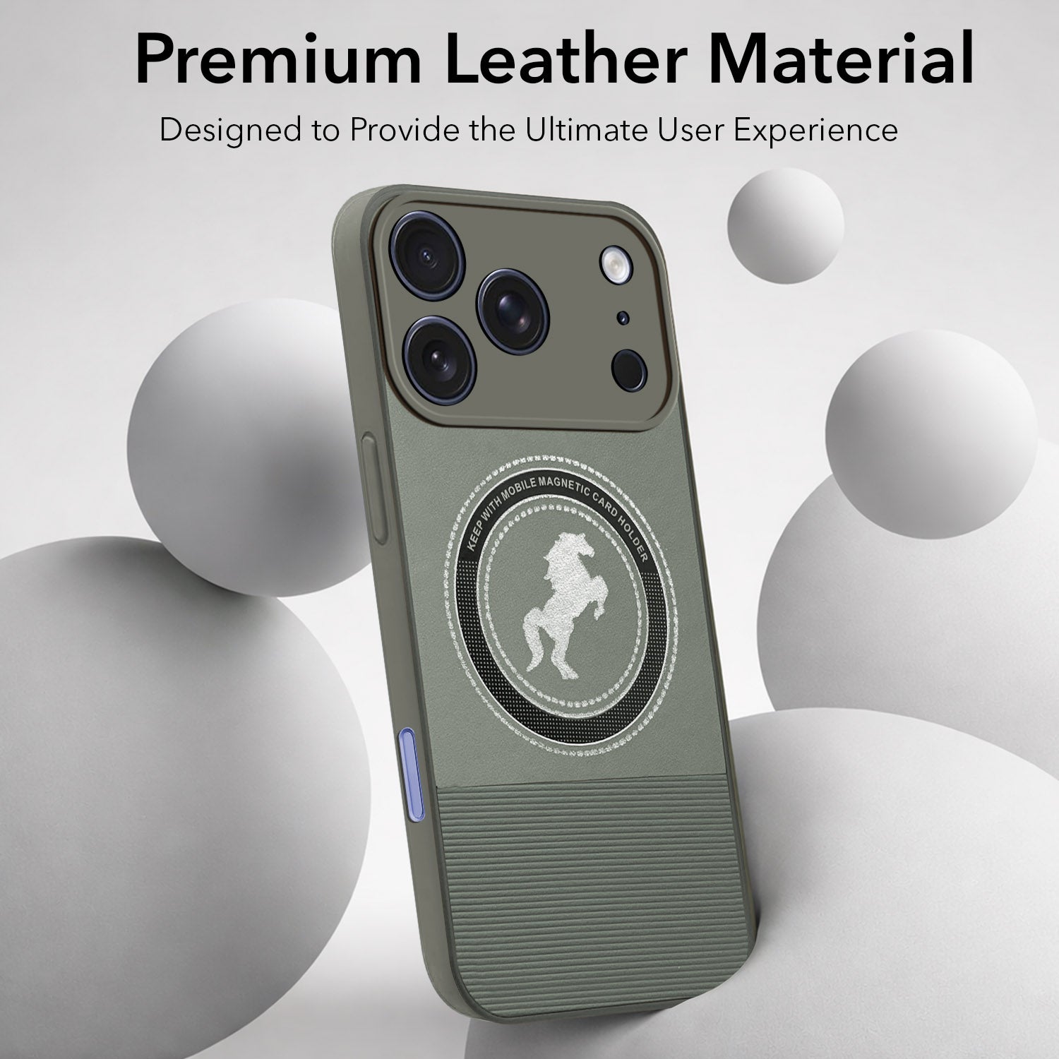 For Apple iPhone 17 Pro Max Back Cover Case PU Leather Finish (Professional Minimalist Texture | MagSafe Compatile | Camera Protection | Sleek Sober Formal)