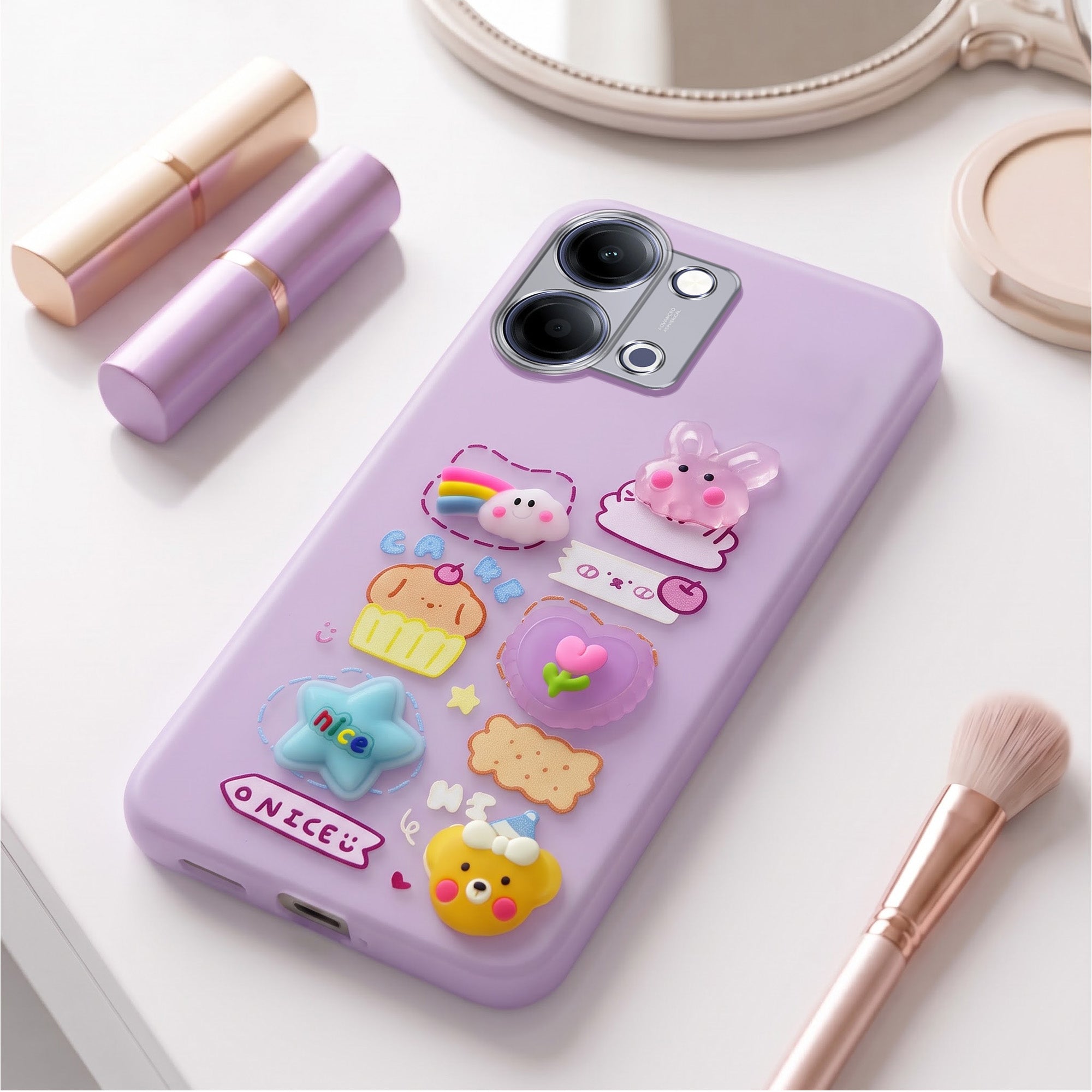 For Vivo Y05 4G | Vivo T5 Lite 5G Back Cover Case (3D Cute Cartoons | Hard Back Side Soft | Matte Premium Finish | HD Printing)