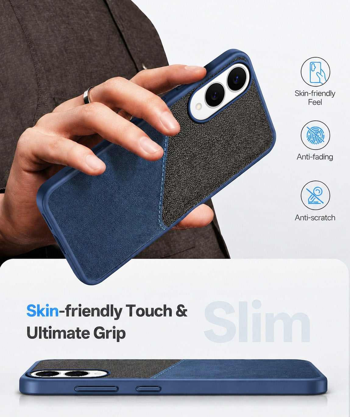 For Samsung Galaxy S25 Edge (Dual PU Leather Stitch | Professional Minimalist | Soft and Flexible)