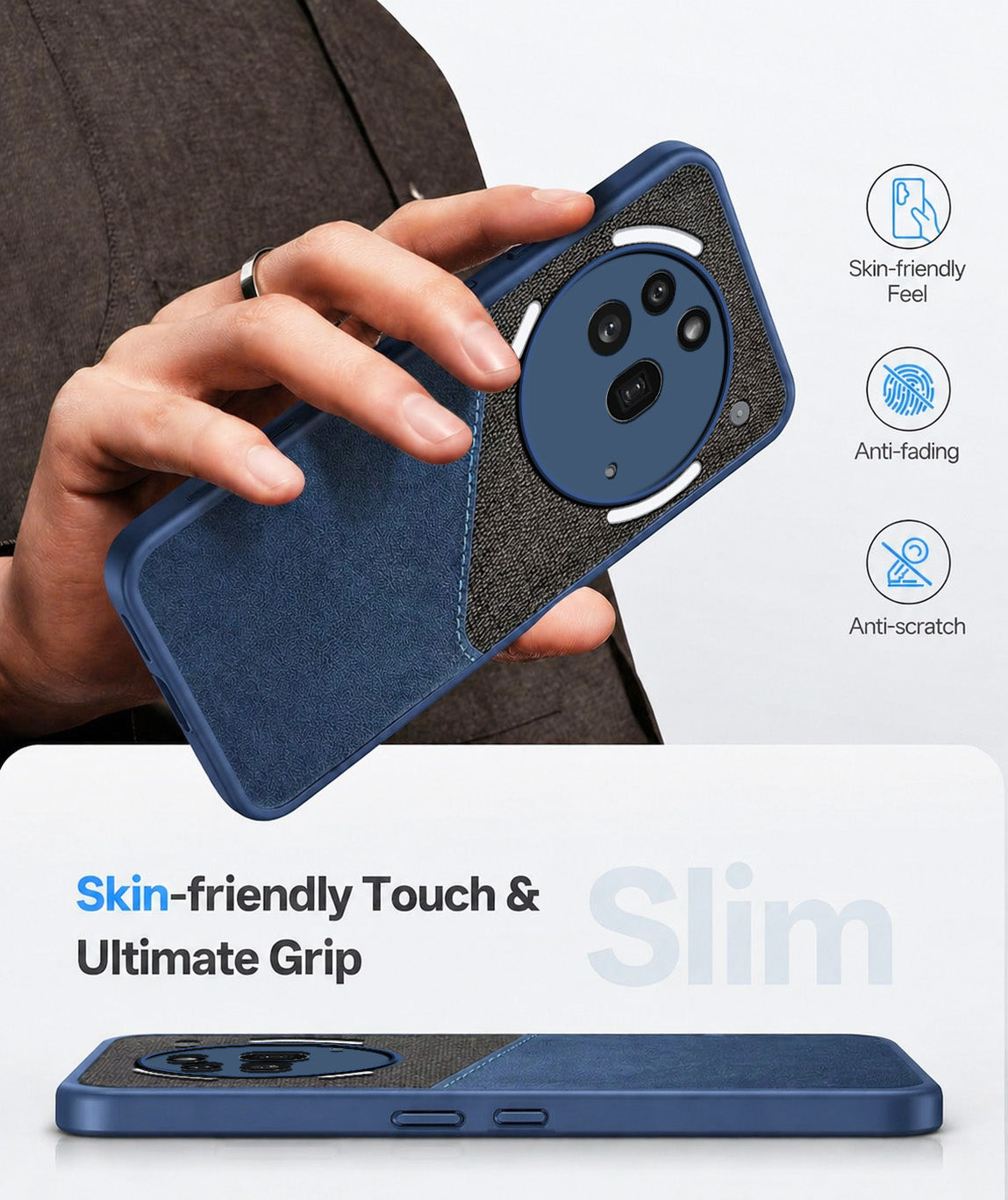 For Nothing Phone 3A Pro 5G Back Cover Case  (Dual PU Leather Stitch | Professional Minimalist | Soft and Flexible)