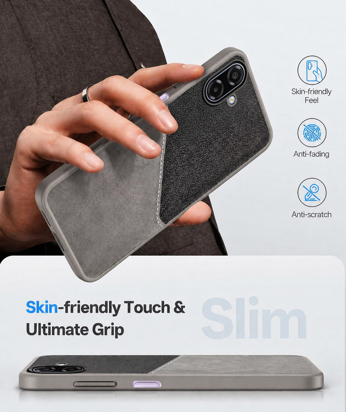 For Samsung Galaxy A07 5G | F70e 5G Back Cover Case (Dual PU Leather Stitch | Professional Minimalist | Soft and Flexible)