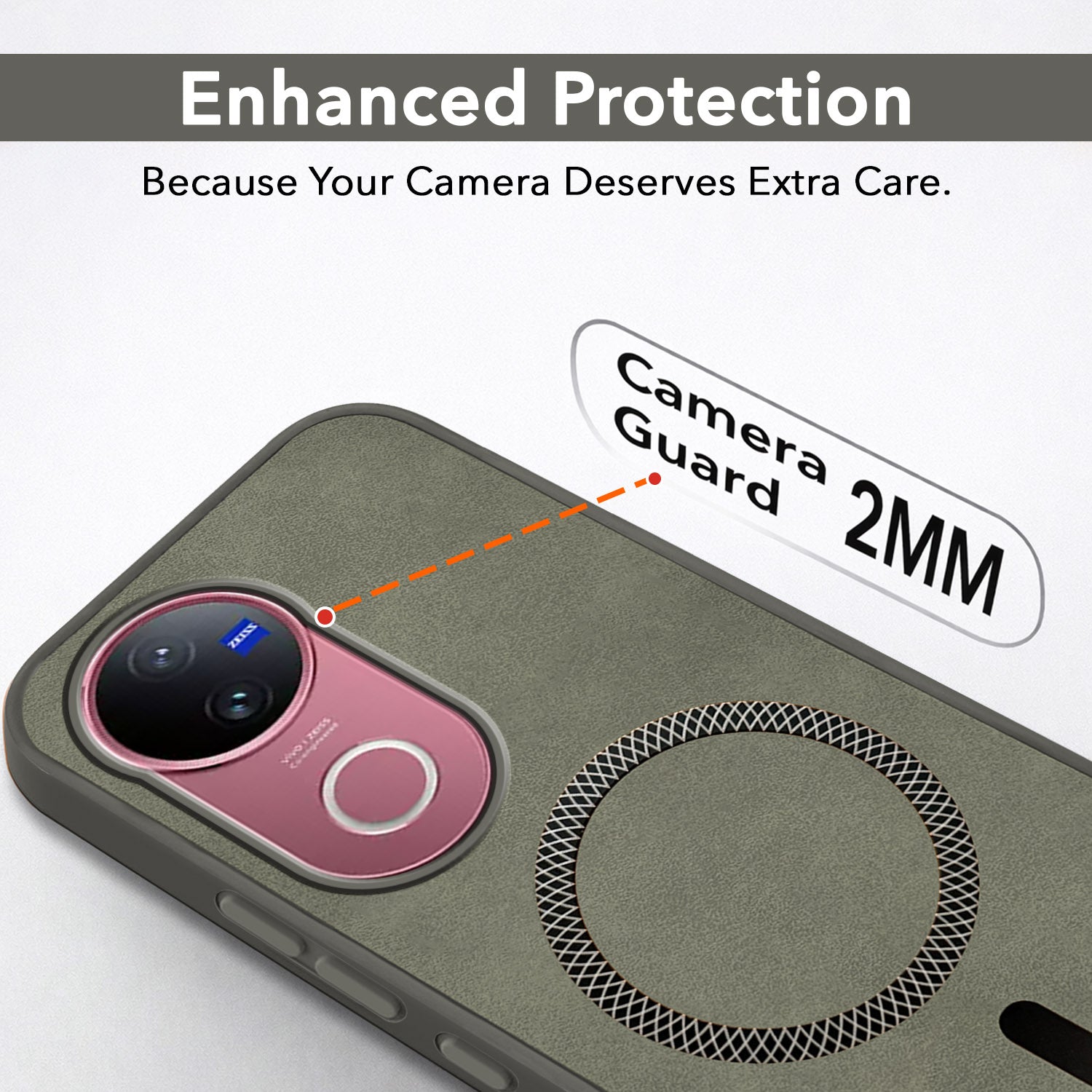 For Vivo V50 | Vivo V50e Back Cover Case Leather Finish (MagSafe Compatible Wireless Charging | Soft Touch | Camera Bump Protection)
