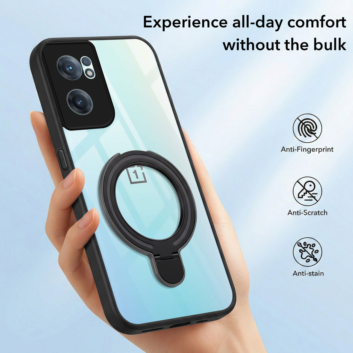 For OnePlus Nord CE 2 5G Back Cover Case (Kick Stand Ring Holder | Life time Anti Yellow | Camera Protection)