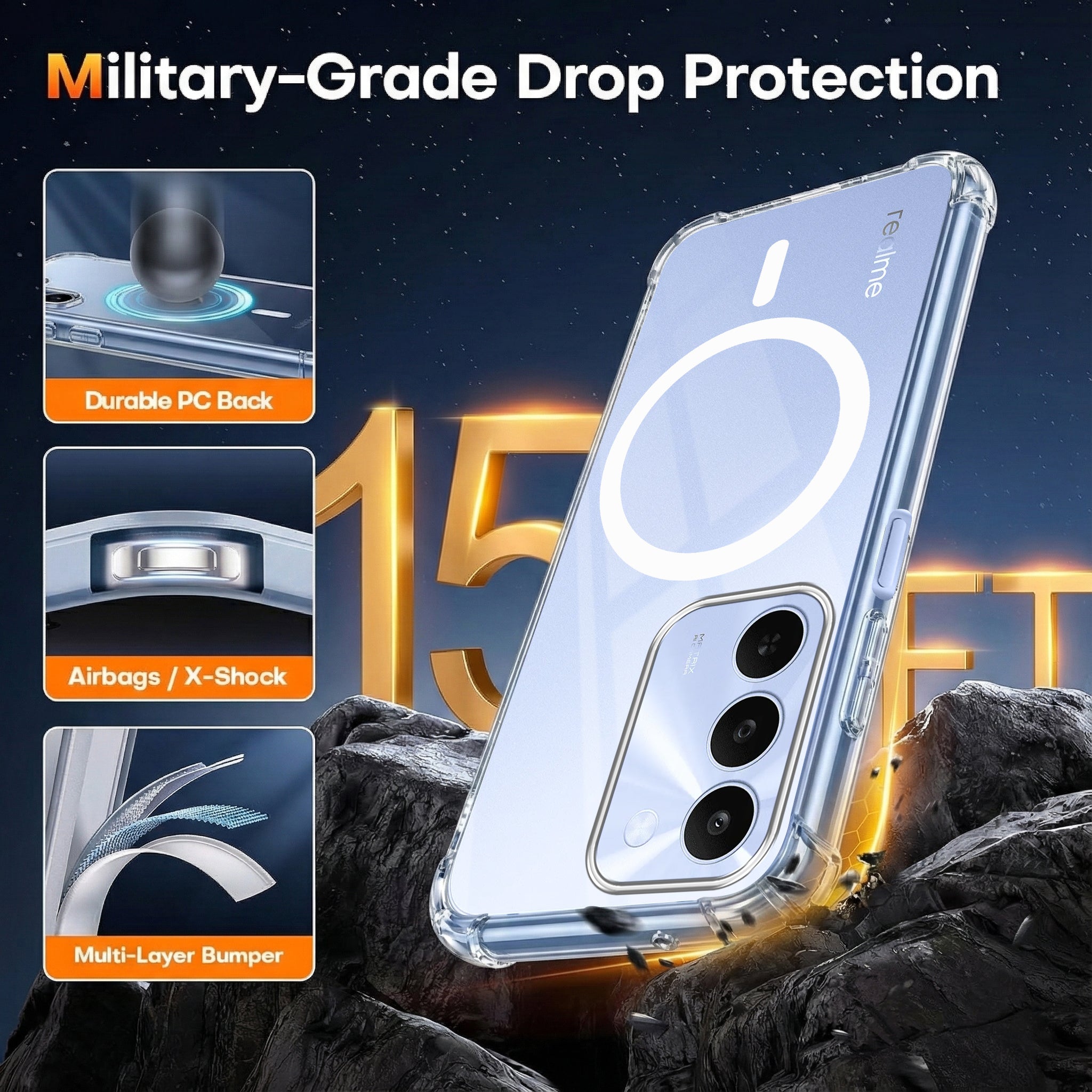 For Realme C83 5G Back Cover Shockproof Crystal-Clear (Magsafe Wireless Support | Drop & Camera Protection | Hard Polycarbonate)