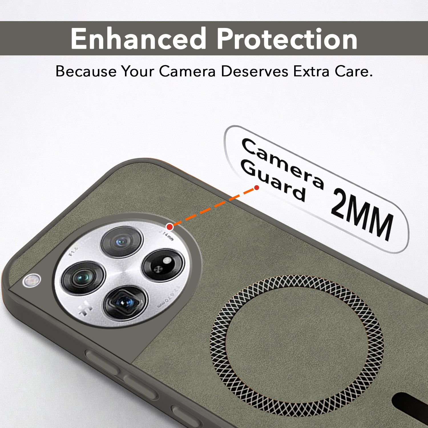For OnePlus 12 5G Back Cover Case Leather Finish (MagSafe Compatible Wireless Charging | Soft Touch | Camera Bump Protection)