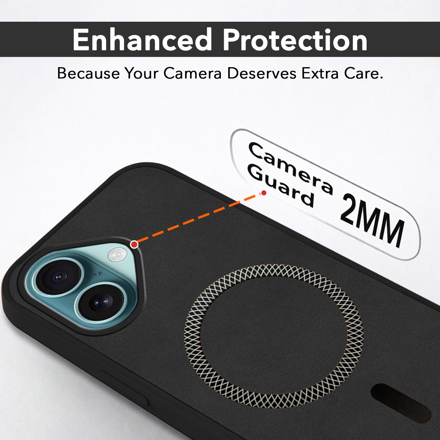 For Apple iPhone 16 Plus Back Cover Case (Sleek Leather Finish | MagSafe Compatible Wireless Charging | Camera Bump Protection)