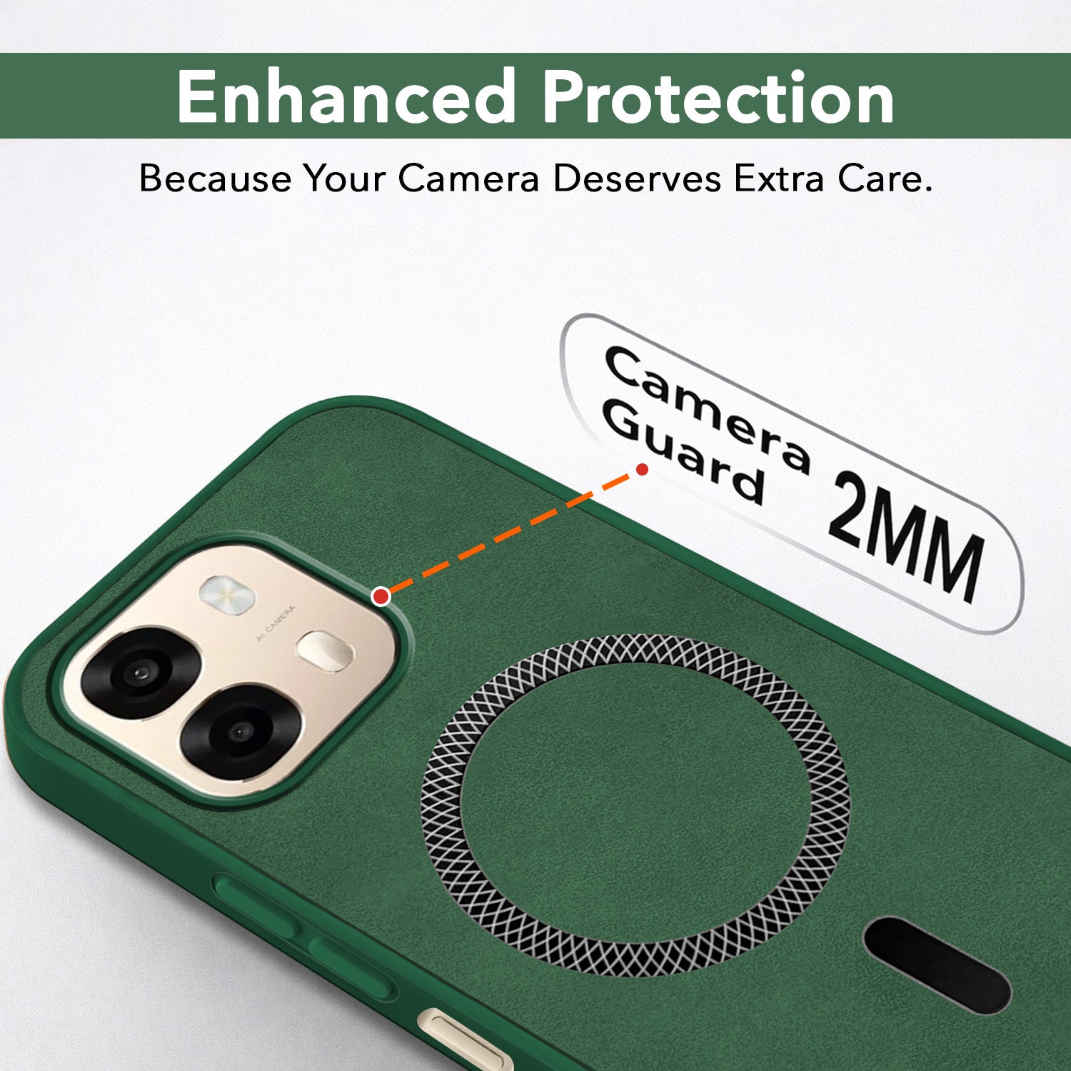 For Oppo A6 Pro Back Cover Case Leather Finish (MagSafe Compatible Wireless Charging | Soft Touch | Camera Bump Protection)