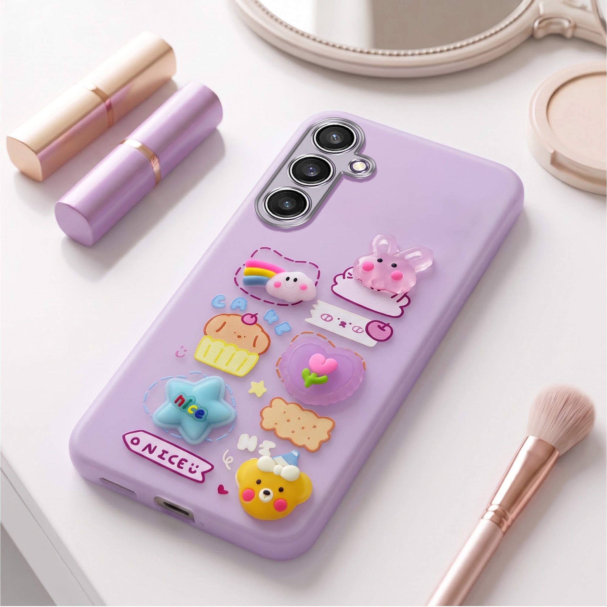 For Samsung Galaxy S23 FE 5G Back Cover Case (3D Cute Cartoons | Hard Back Side Soft | Matte Premium Finish | HD Printing)