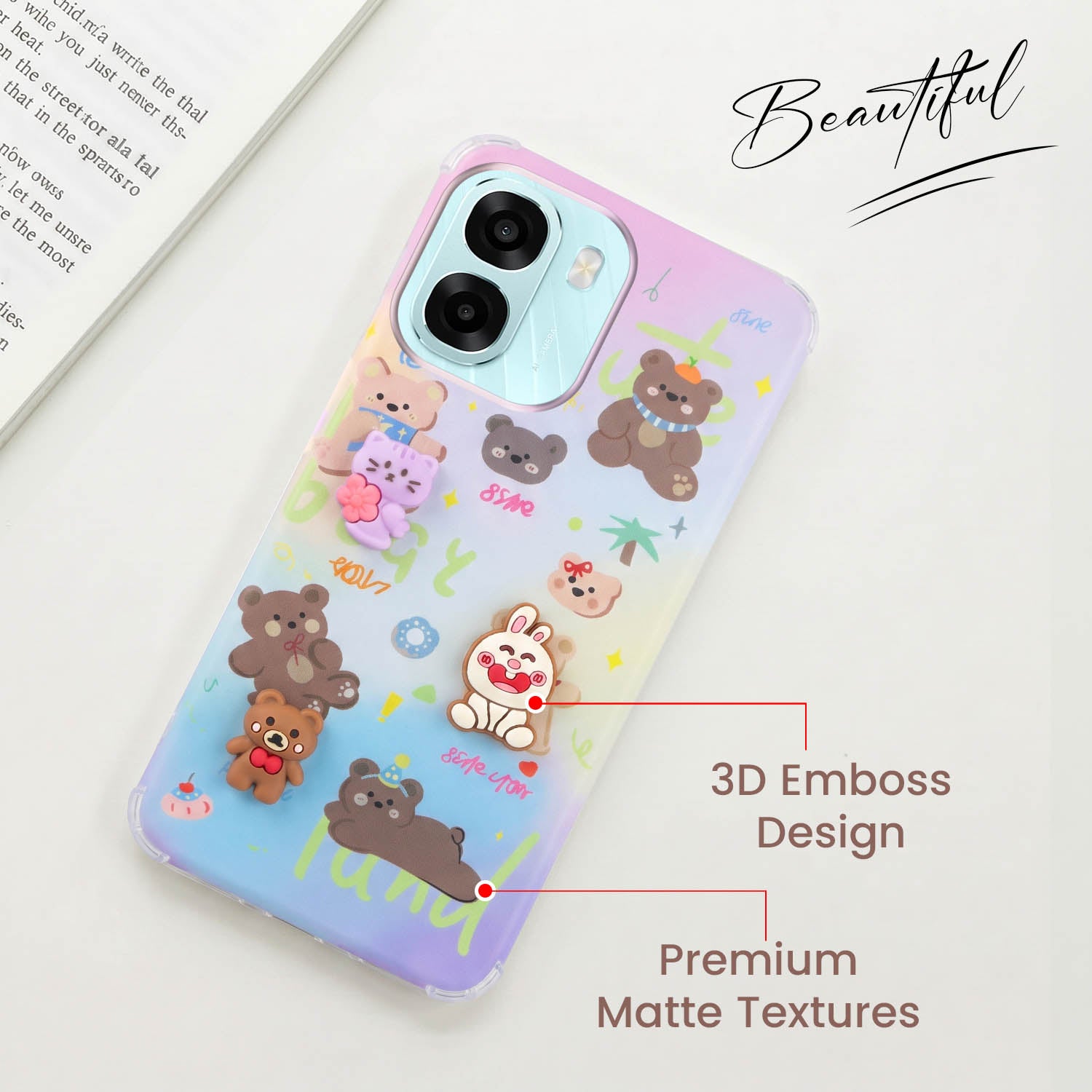 For Oppo A6X | Oppo A6S Back Cover Case (3D Cute Cartoons | Hard Back Side Soft | Matte Premium Finish | HD Printing)