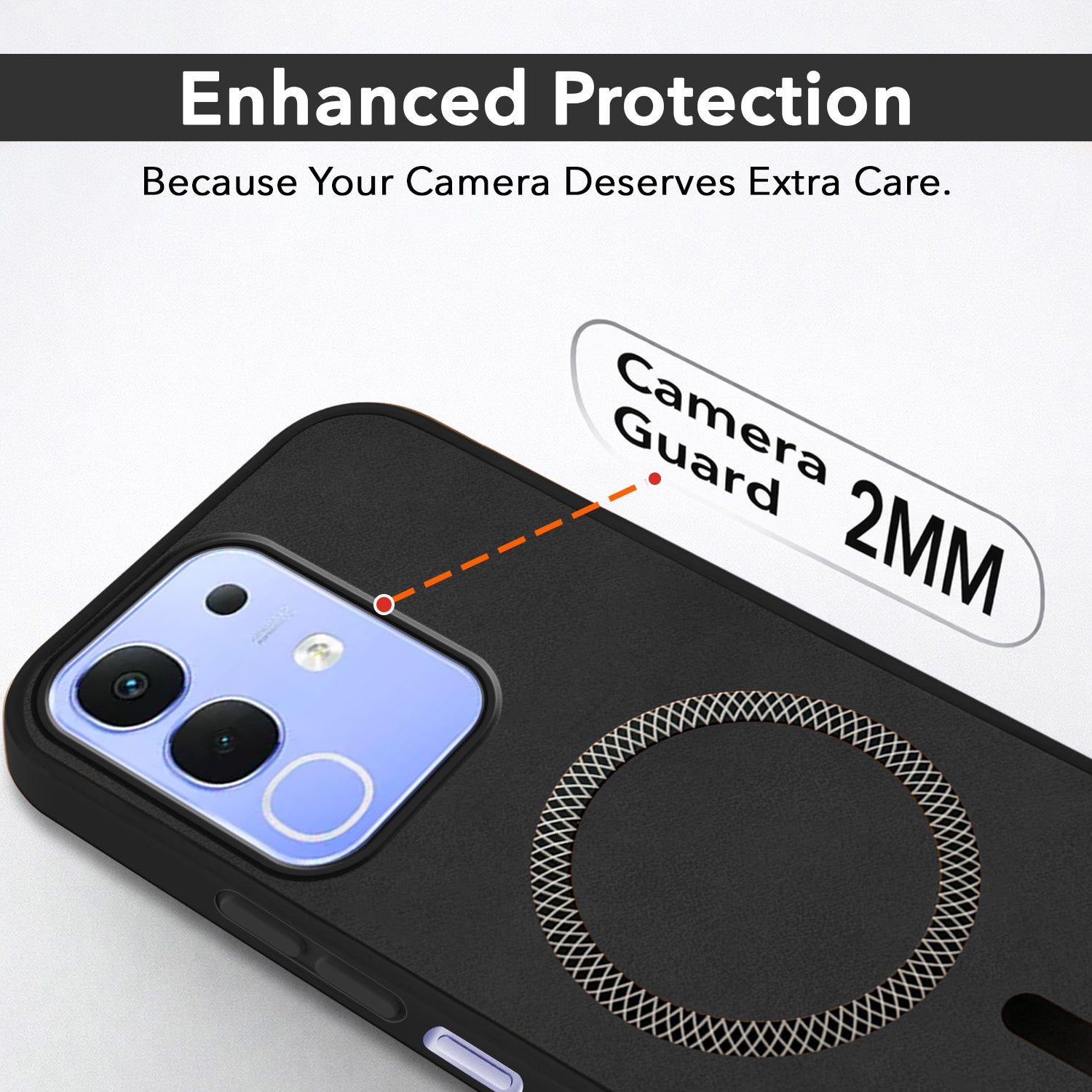 For Vivo iQOO Z10x Back Cover Case Leather Finish (MagSafe Compatible Wireless Charging | Soft Touch | Camera Bump Protection)