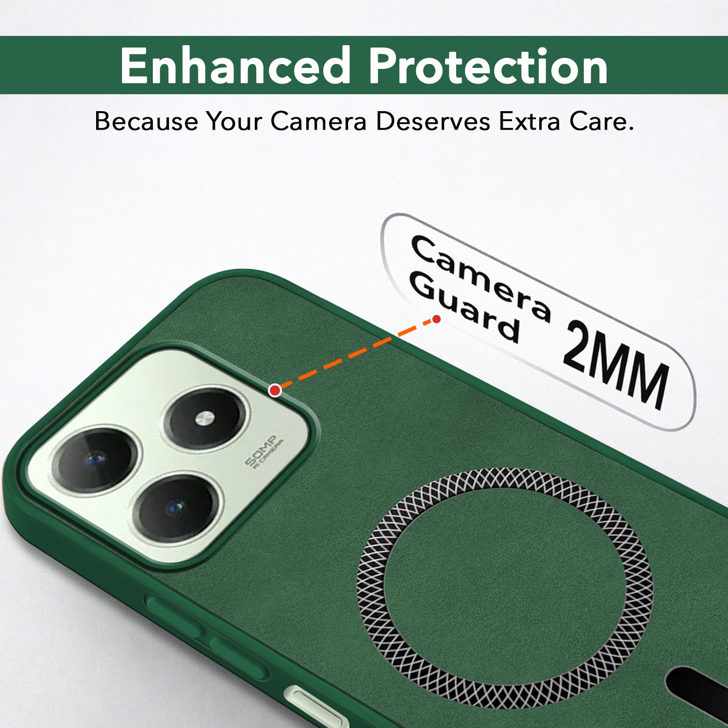 For Realme C63 4G Back Cover Case Leather Finish (MagSafe Compatible Wireless Charging | Soft Touch | Camera Bump Protection)