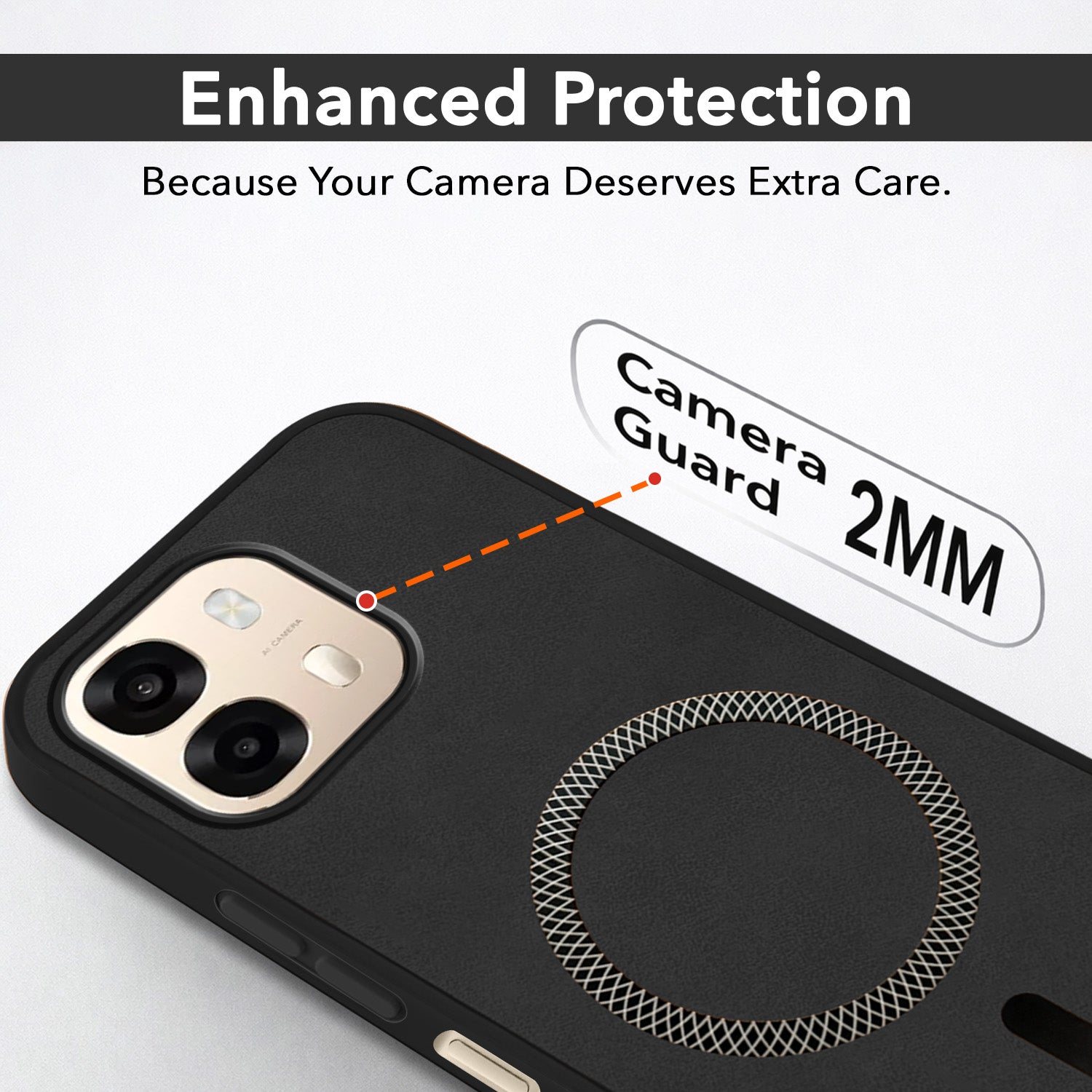 For Oppo A6 Pro Back Cover Case Leather Finish (MagSafe Compatible Wireless Charging | Soft Touch | Camera Bump Protection)