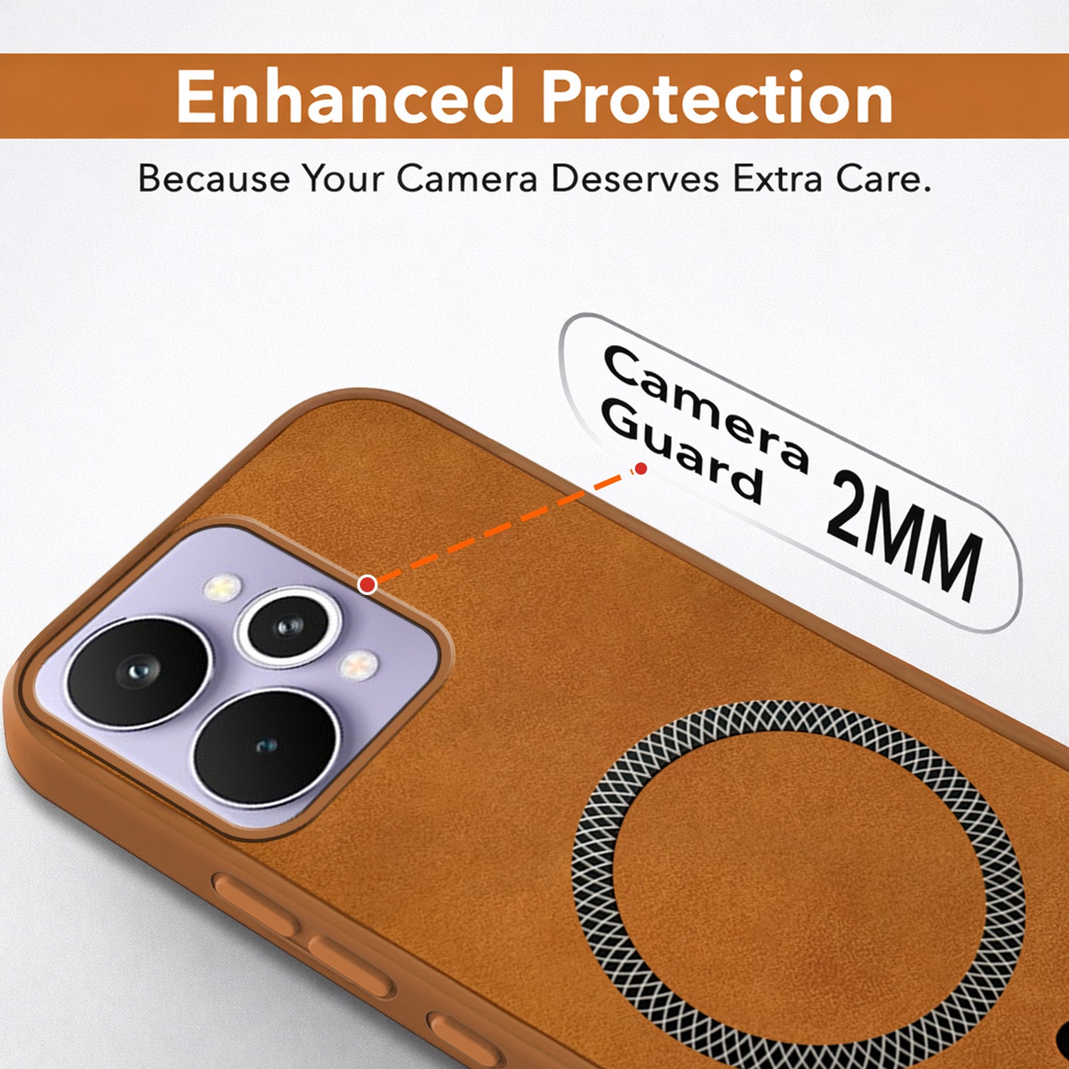 For Realme 15 Pro Back Cover Case Leather Finish (MagSafe Compatible Wireless Charging | Soft Touch | Camera Bump Protection)