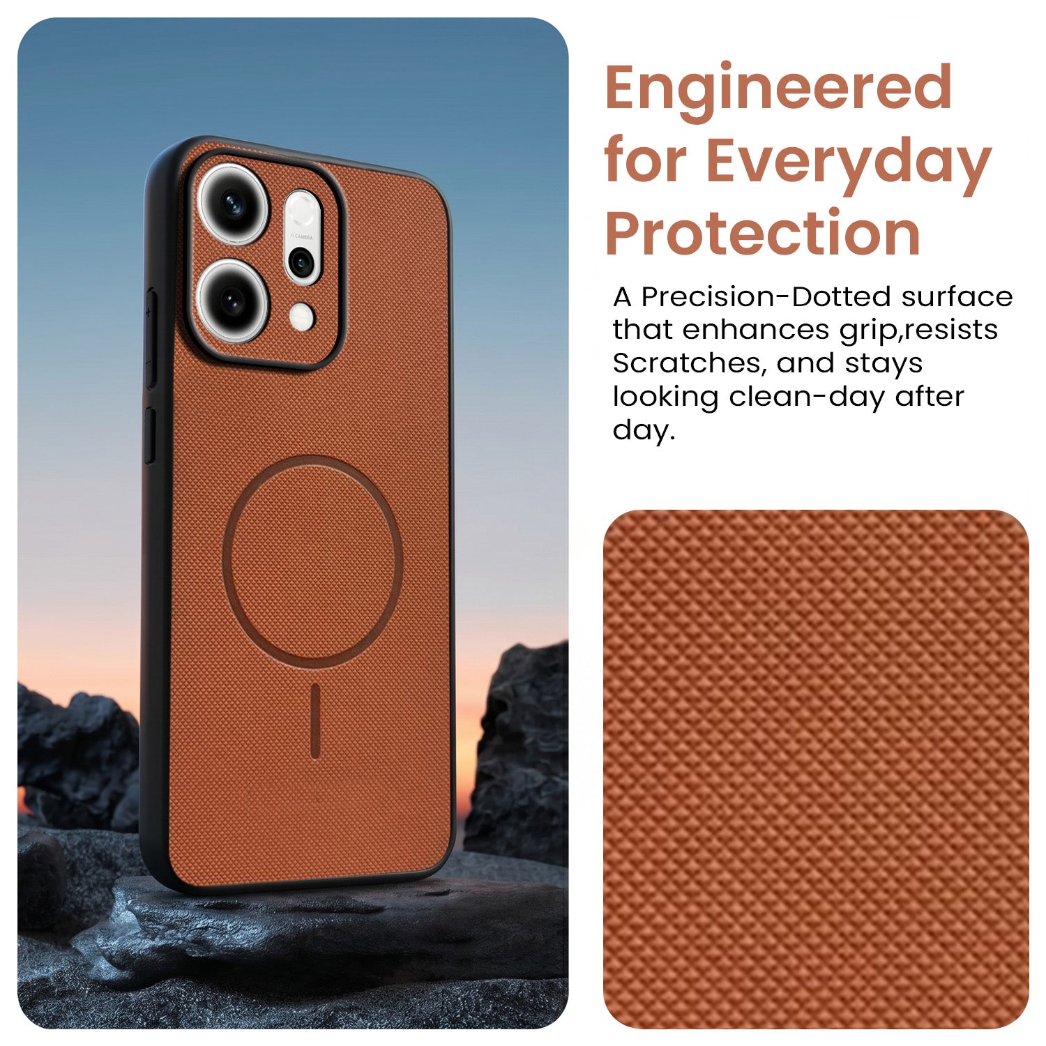 For Oppo Reno14 5G Back Cover Case PU Leather (Texture Grip Design | Professional Minimalist | Camera Protection | Soft and Flexible)