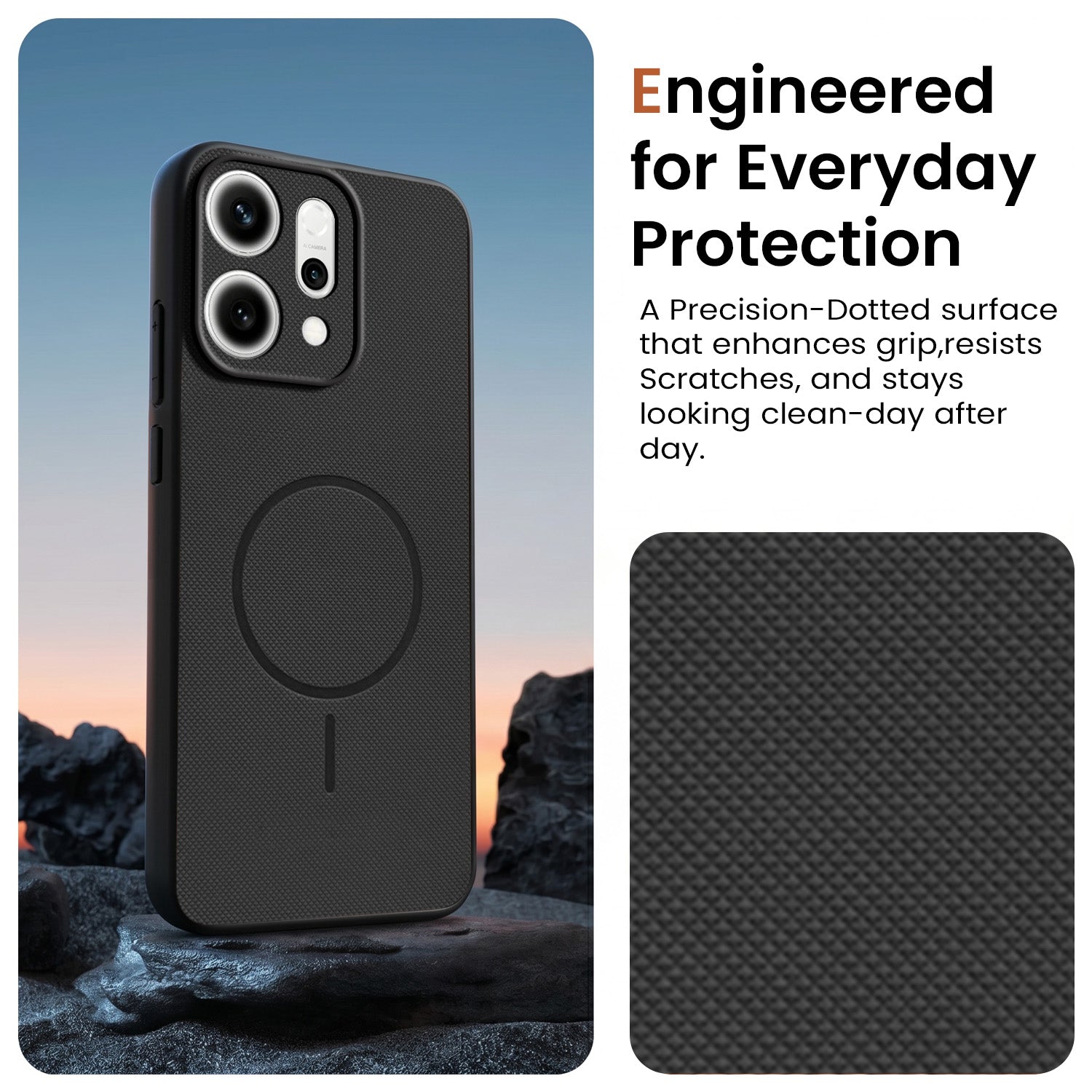 For Oppo Reno14 5G Back Cover Case PU Leather (Texture Grip Design | Professional Minimalist | Camera Protection | Soft and Flexible)