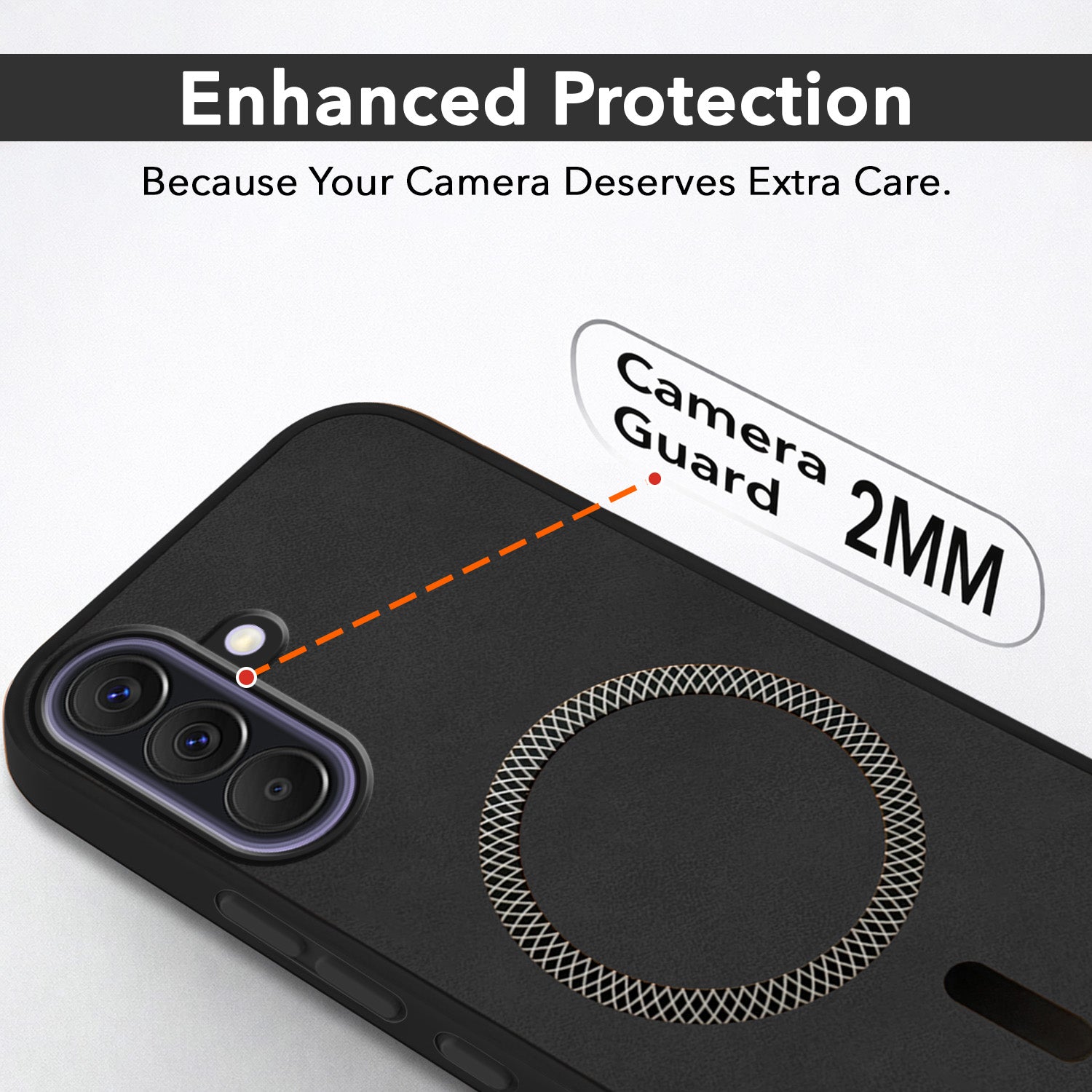 For Samsung Galaxy A57 5G Back Cover Case Leather Finish (MagSafe Compatible Wireless Charging | Soft Touch | Camera Bump Protection)