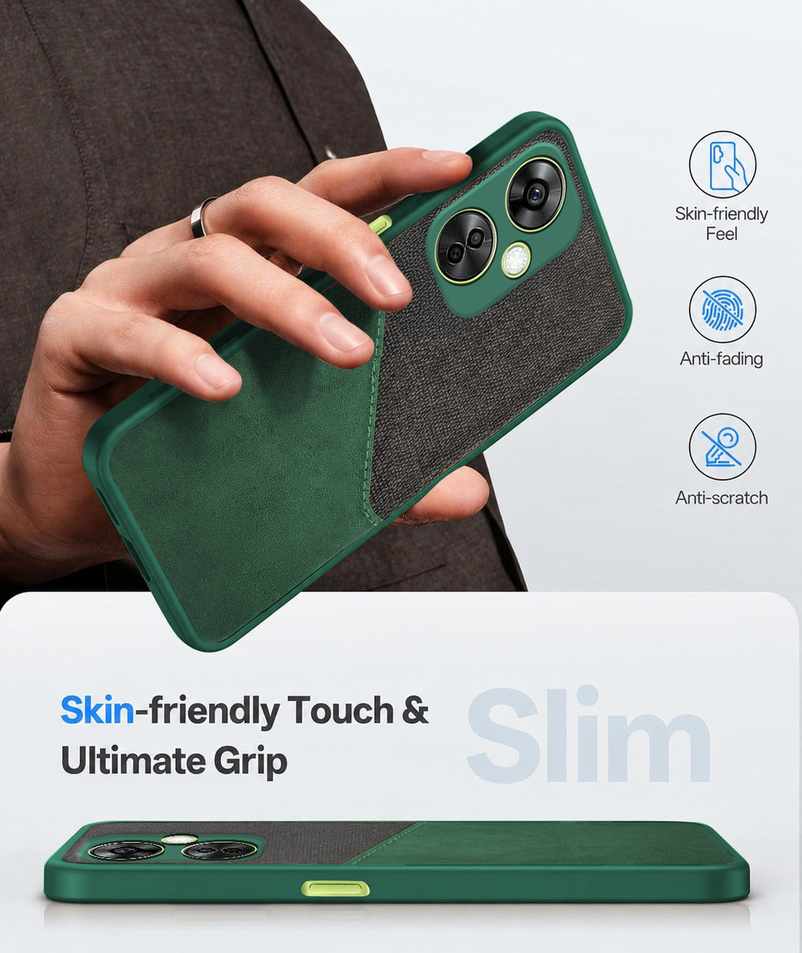 For OnePlus Nord CE 3 Lite Back Cover Case (Dual PU Leather Stitch | Professional Minimalist | Soft and Flexible)