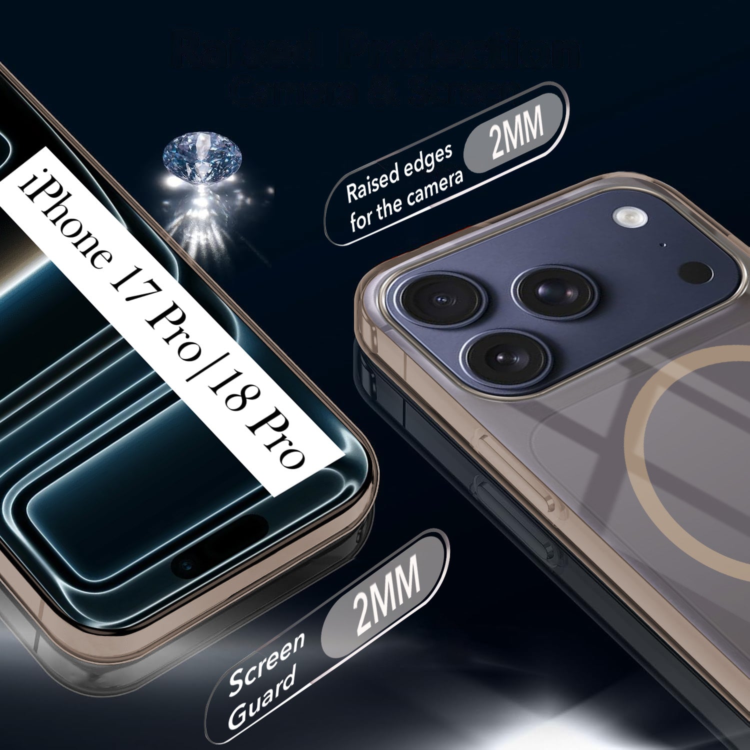 For iPhone 17 Pro | iPhone 18 Pro Back Cover Case Crystal Anti Yellow (MagSafe Wireless Charging Support |Camera Protection Bump)
