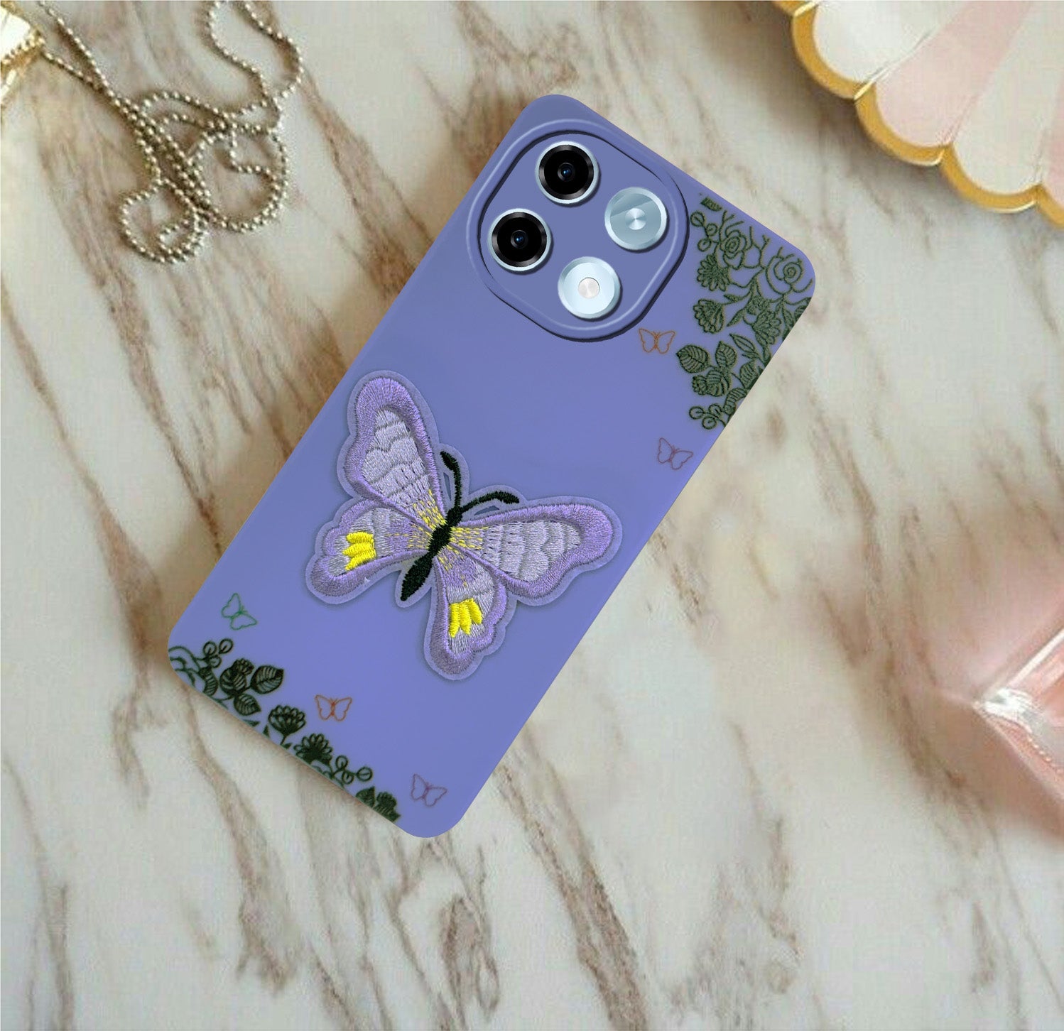 For Ai+ Nova 2 5G Back Cover Case (Soft Butterfly Embroidery | Women Teen Girls | Camera Protection| Matte Silicone)