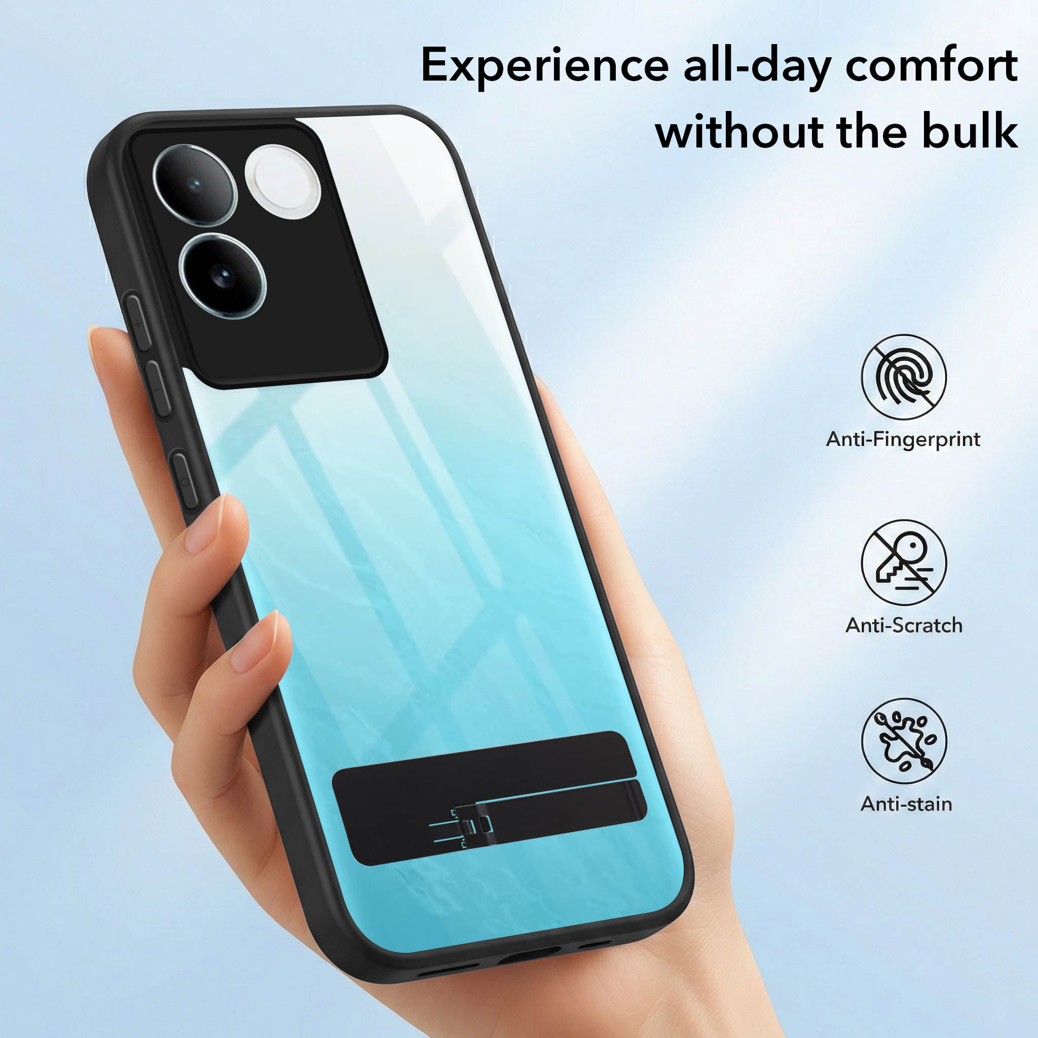 For Vivo iQOO Z7 Pro Back Cover Case (Built-in Stand | Lifetime Anti Yellow | Kickstand Shockproof | Camera Protection | MagSafe Compatible)
