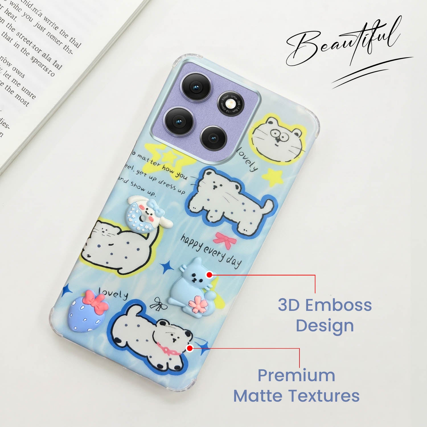 For Motorola Moto G86 Power Back Cover Case (3D Cute Cartoons | Hard Back Side Soft | Matte Premium Finish | HD Printing)