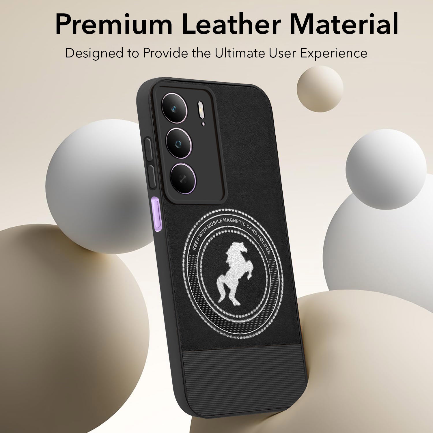 For Realme C75 5G Back Cover Case PU Leather Finish (Professional Minimalist Texture | MagSafe Compatile | Camera Protection | Sleek Sober Formal)