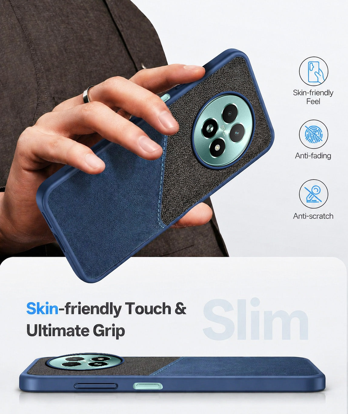 For Realme 13 Back Cover Case (Dual PU Leather Stitch | Professional Minimalist | Soft and Flexible)