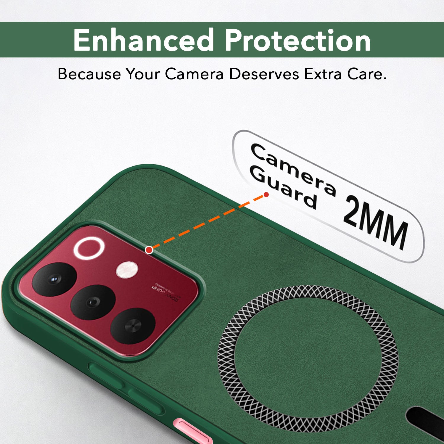 For Realme 15X Back Cover Case Leather Finish (MagSafe Compatible Wireless Charging | Soft Touch | Camera Bump Protection)