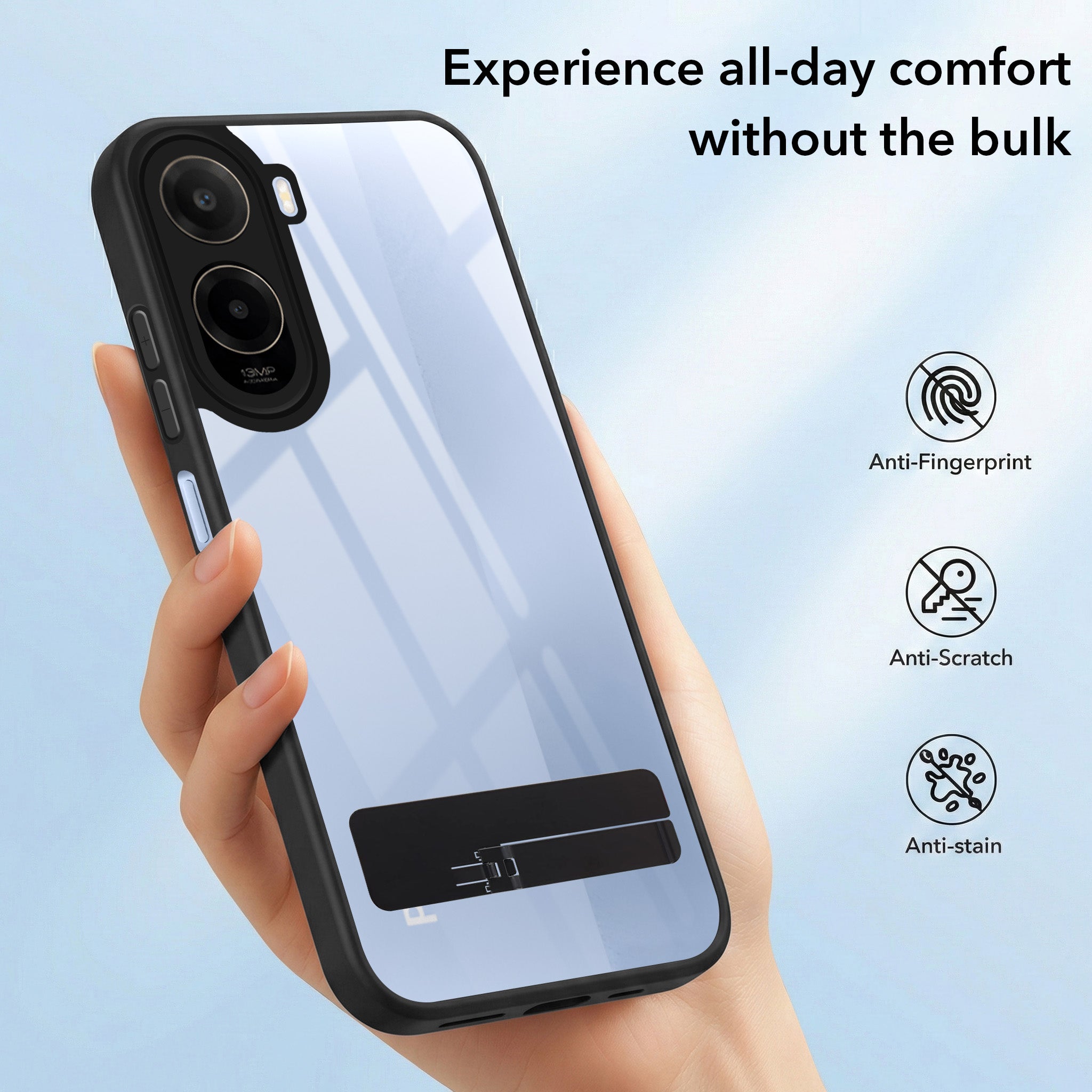 For Poco C81 5G Back Cover Case (Built-in Stand | Lifetime Anti Yellow | Kickstand Shockproof | Camera Protection | MagSafe Compatible)