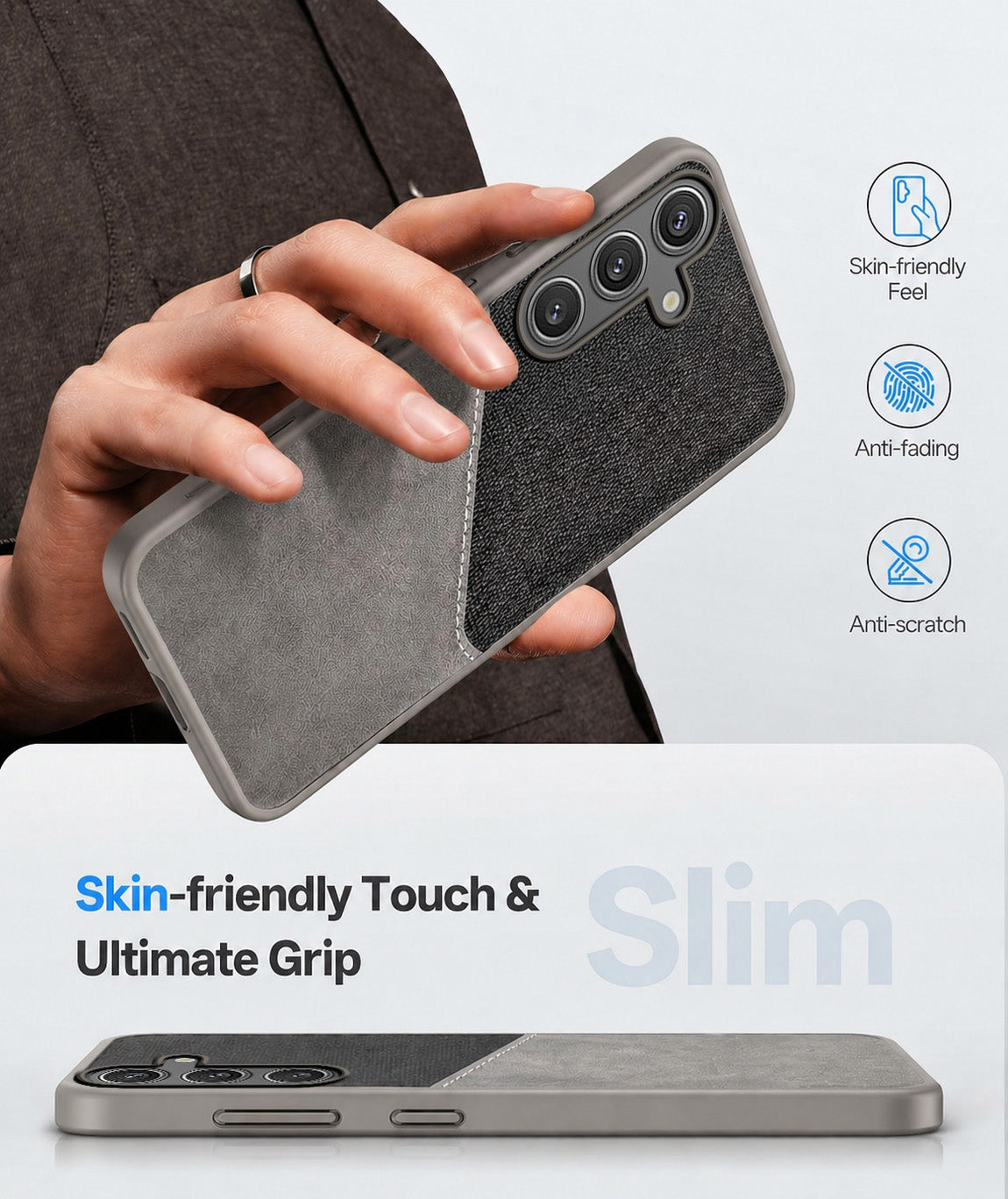 For Samsung Galaxy S24 Back Cover Case (Dual PU Leather Stitch | Professional Minimalist | Soft and Flexible)