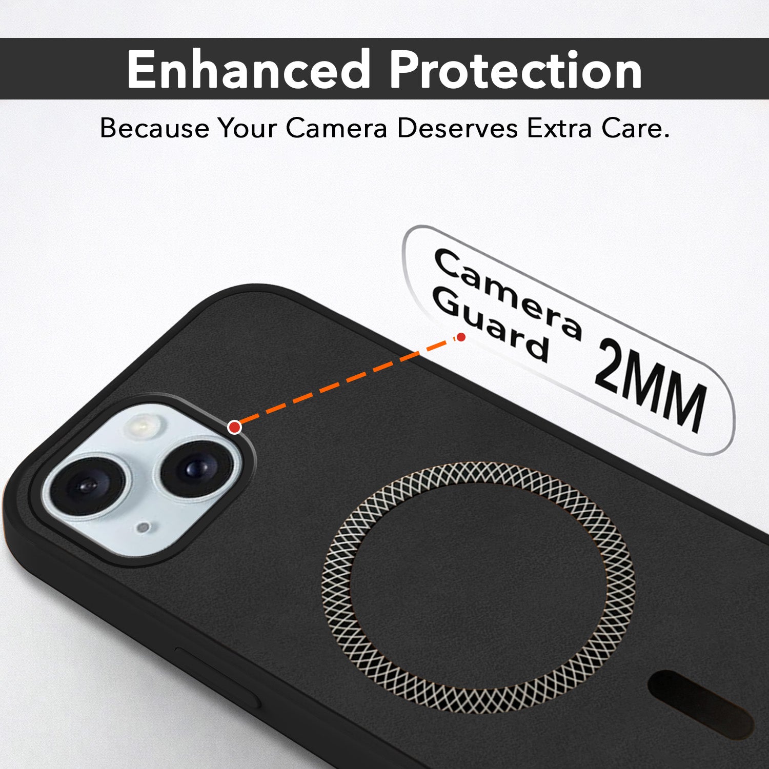 For Apple iPhone 13 Back Cover Case (Sleek Leather Finish | MagSafe Compatible Wireless Charging | Camera Bump Protection)