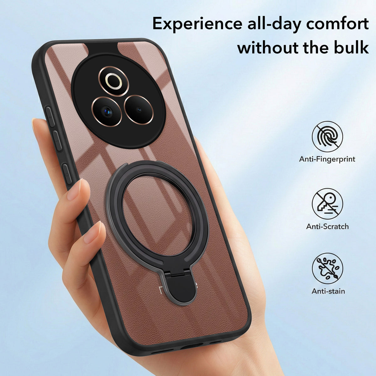 For Realme P3 Pro Back Cover Case (Kick Stand Ring Holder | Life time Anti Yellow | Camera Protection)