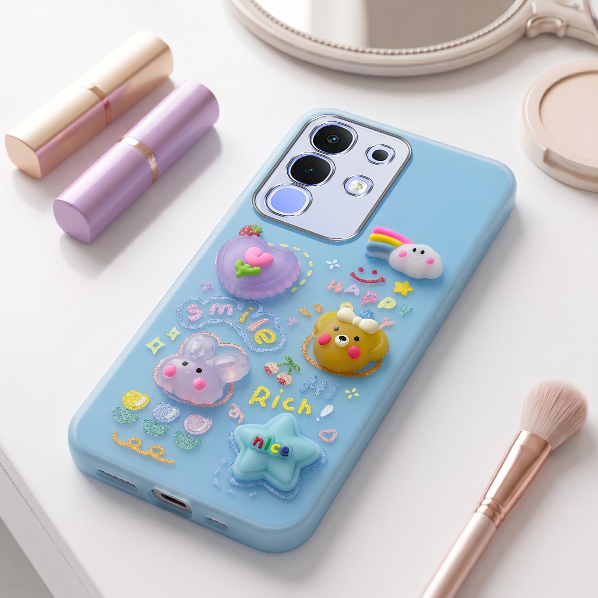 For Vivo iQOO Z10x Back Cover Case (Cute 3D cartoon charms design | Slim Aesthetic Case for Girls | Camera Protection | Hard Unbreakable)