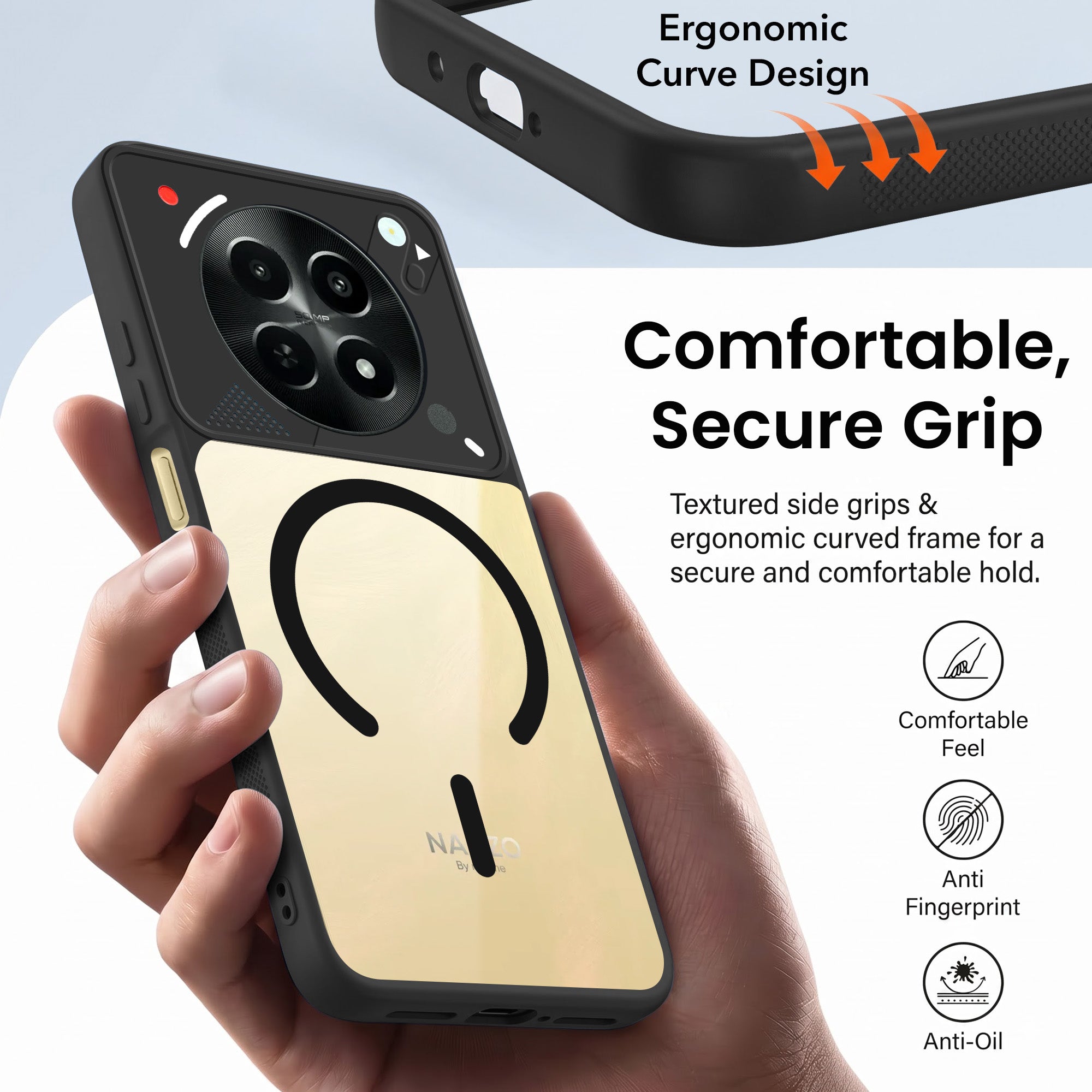 For Realme Narzo N65 5G Back Cover Case Lifetime Anti-Yellow Clear (Camera Protection | Side Grip | Wireless MagSafe Compatible)