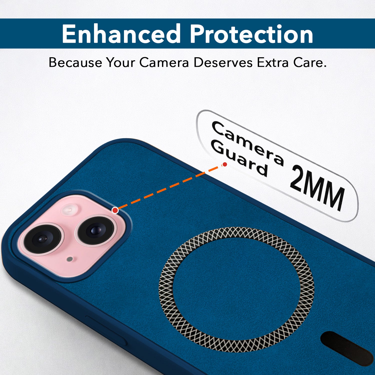 For Apple iPhone 15 Plus Back Cover Case (Sleek Leather Finish | MagSafe Compatible Wireless Charging | Camera Bump Protection)
